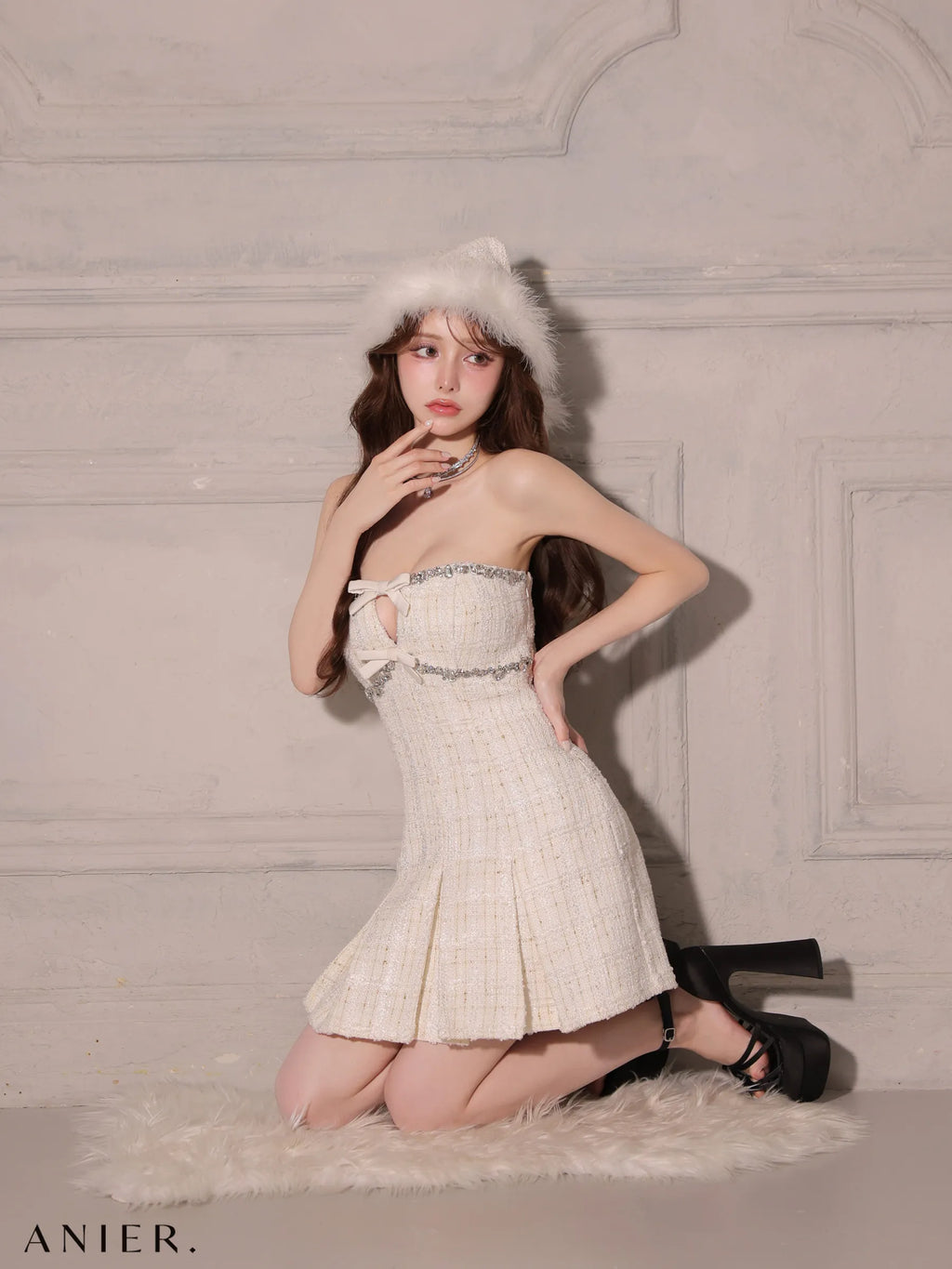 Sparkling Ribbon Bear Dress Santa (anier4227)