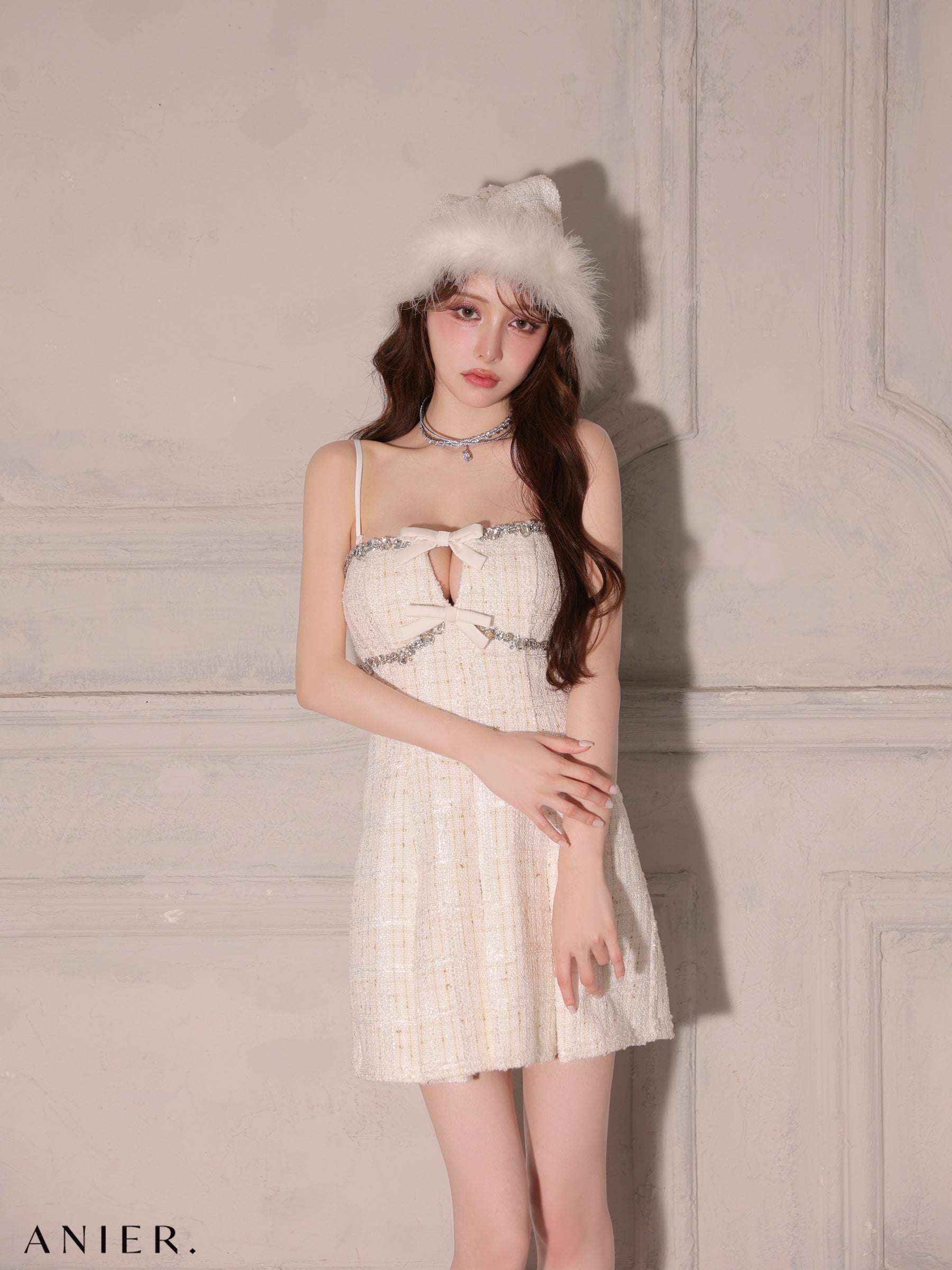 【XSサイズあり】Sparkling Ribbon Bear Dress Santa (anier4227)
