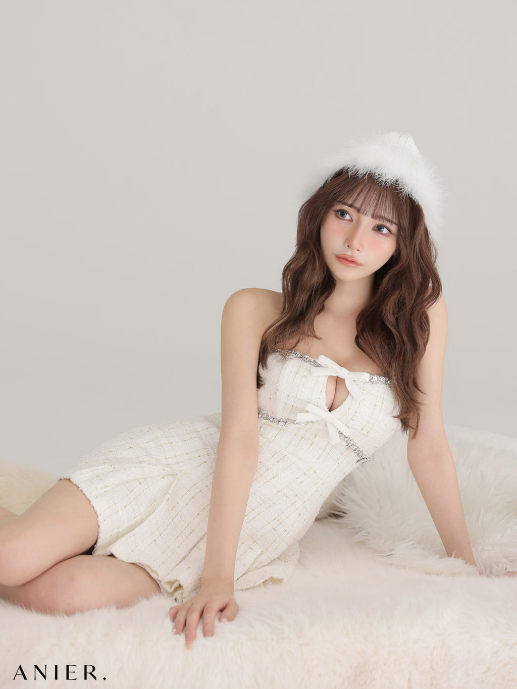 【XSサイズあり】Sparkling Ribbon Bear Dress Santa (anier4227)