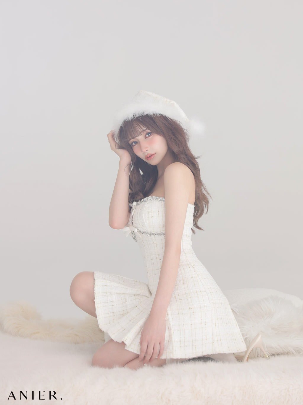 【XSサイズあり】Sparkling Ribbon Bear Dress Santa (anier4227)