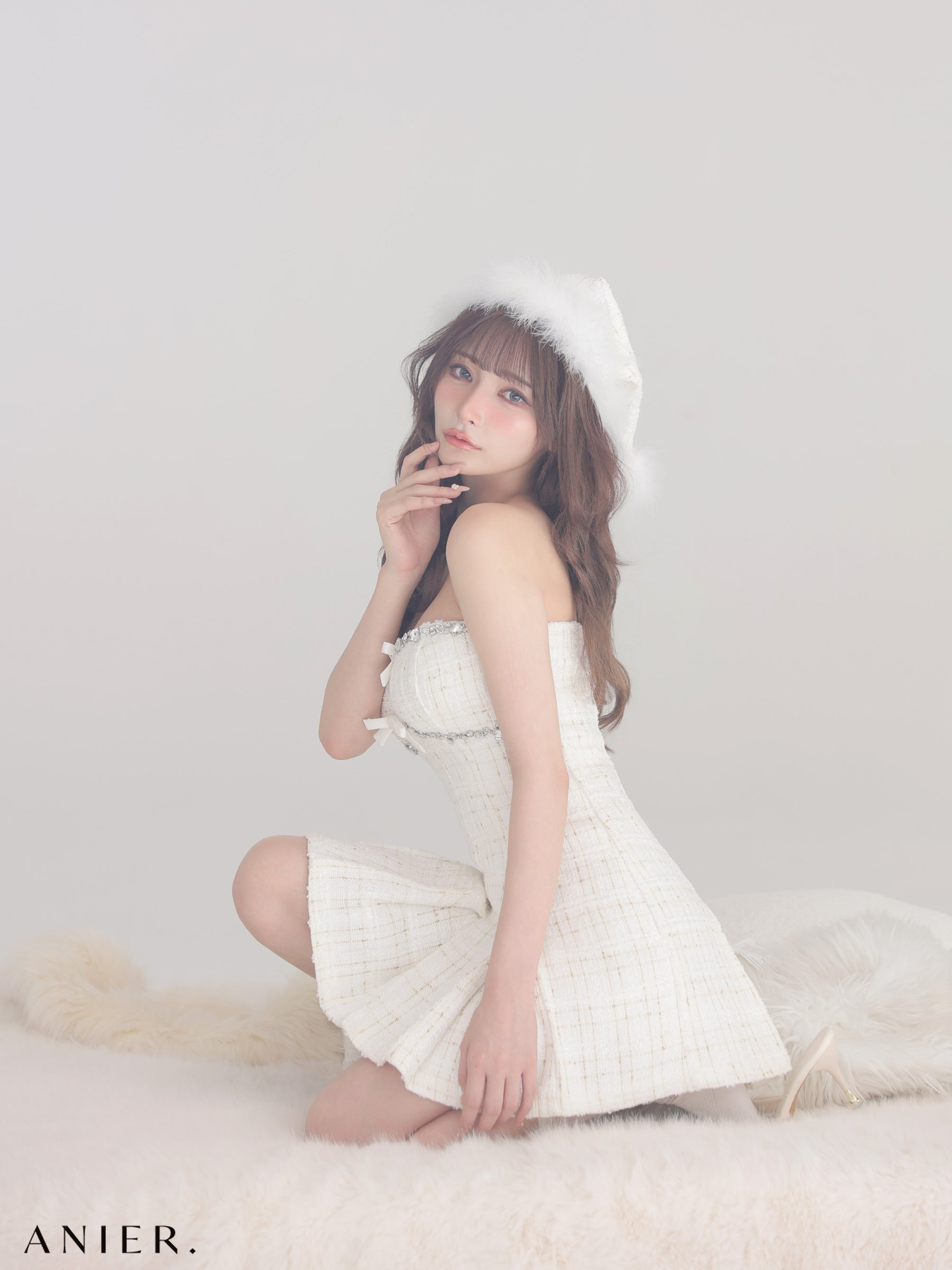 【XSサイズあり】Sparkling Ribbon Bear Dress Santa (anier4227)