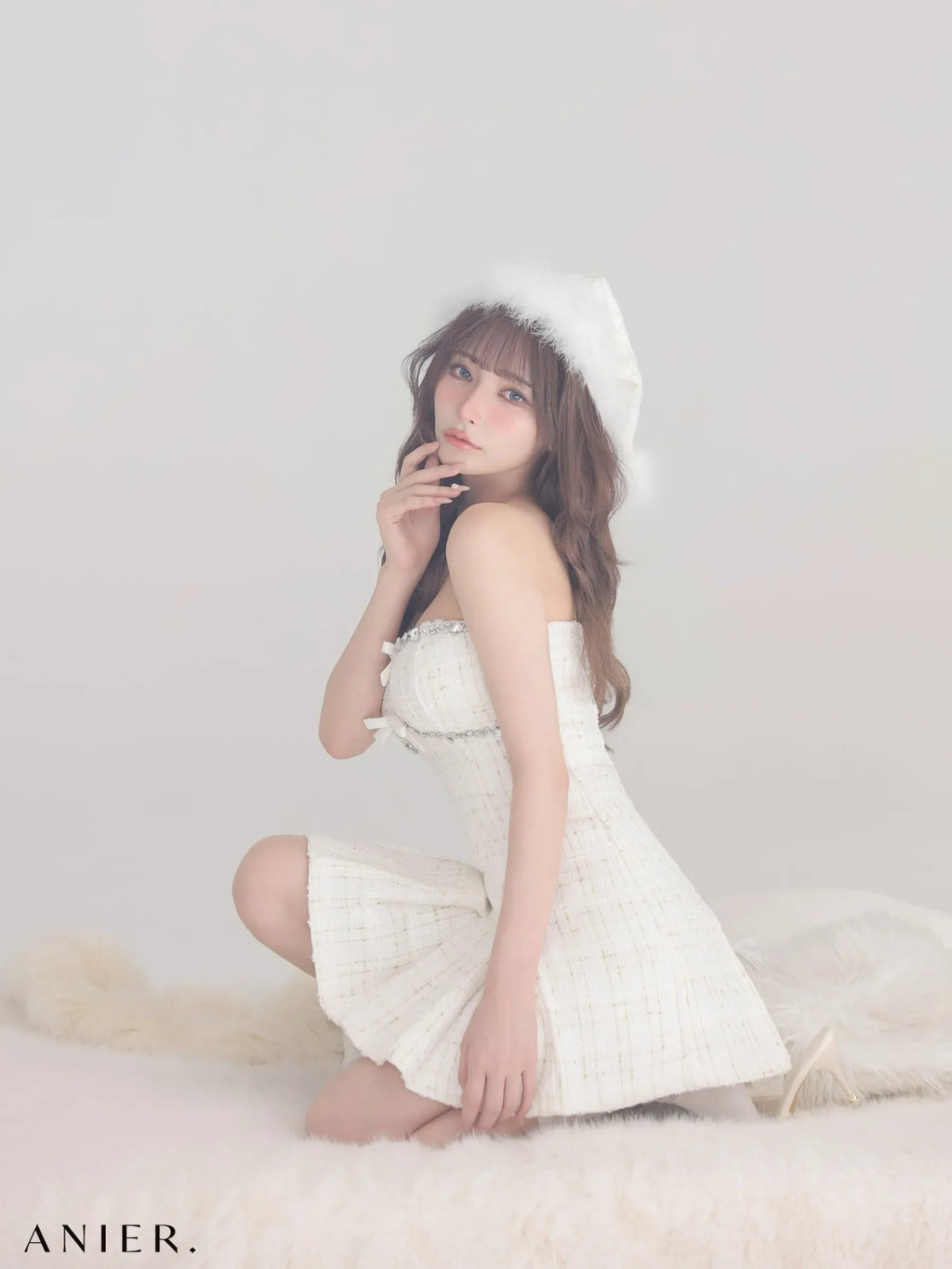 Sparkling Ribbon Bear Dress Santa (anier4227)