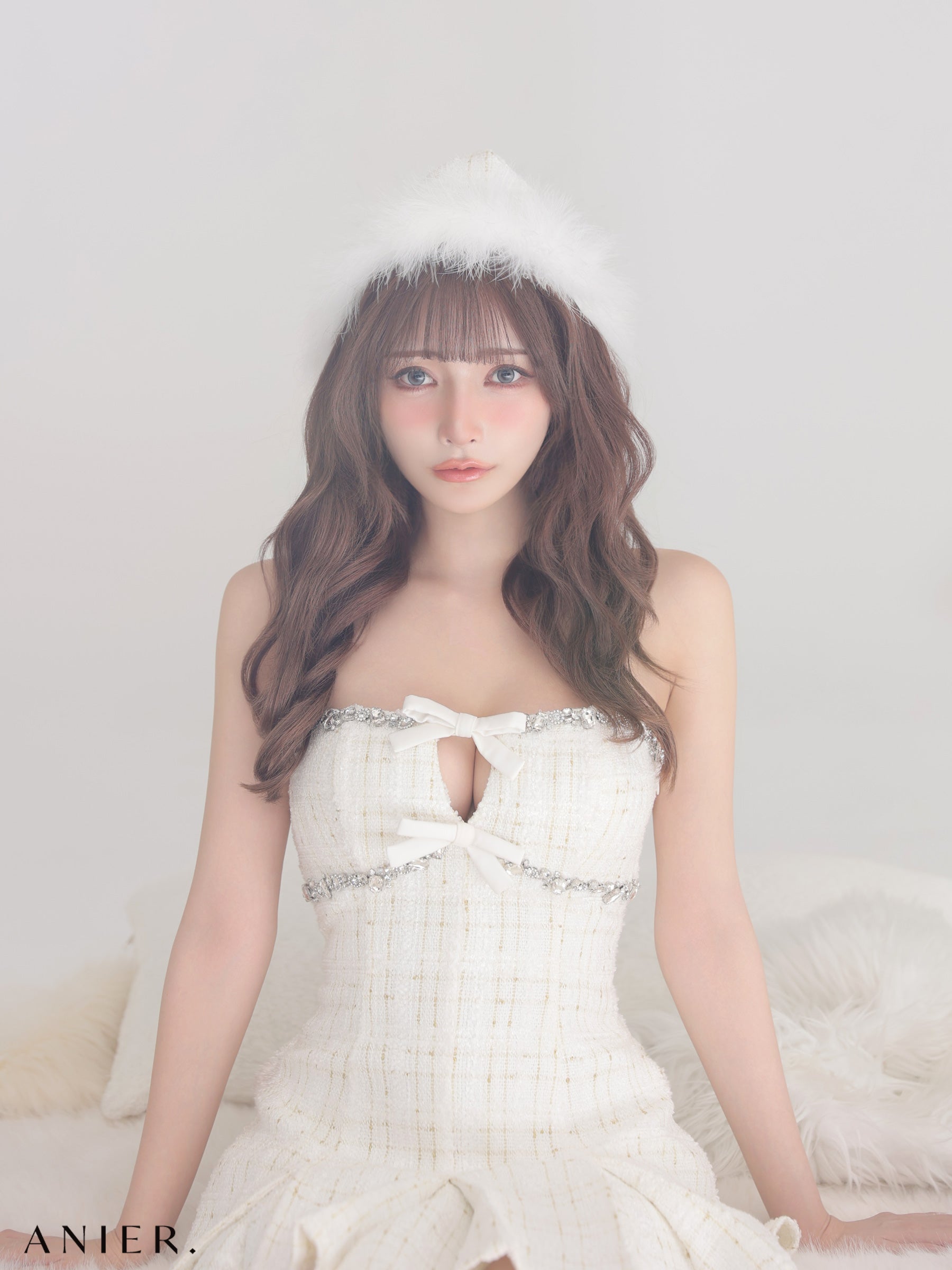 【XSサイズあり】Sparkling Ribbon Bear Dress Santa (anier4227)