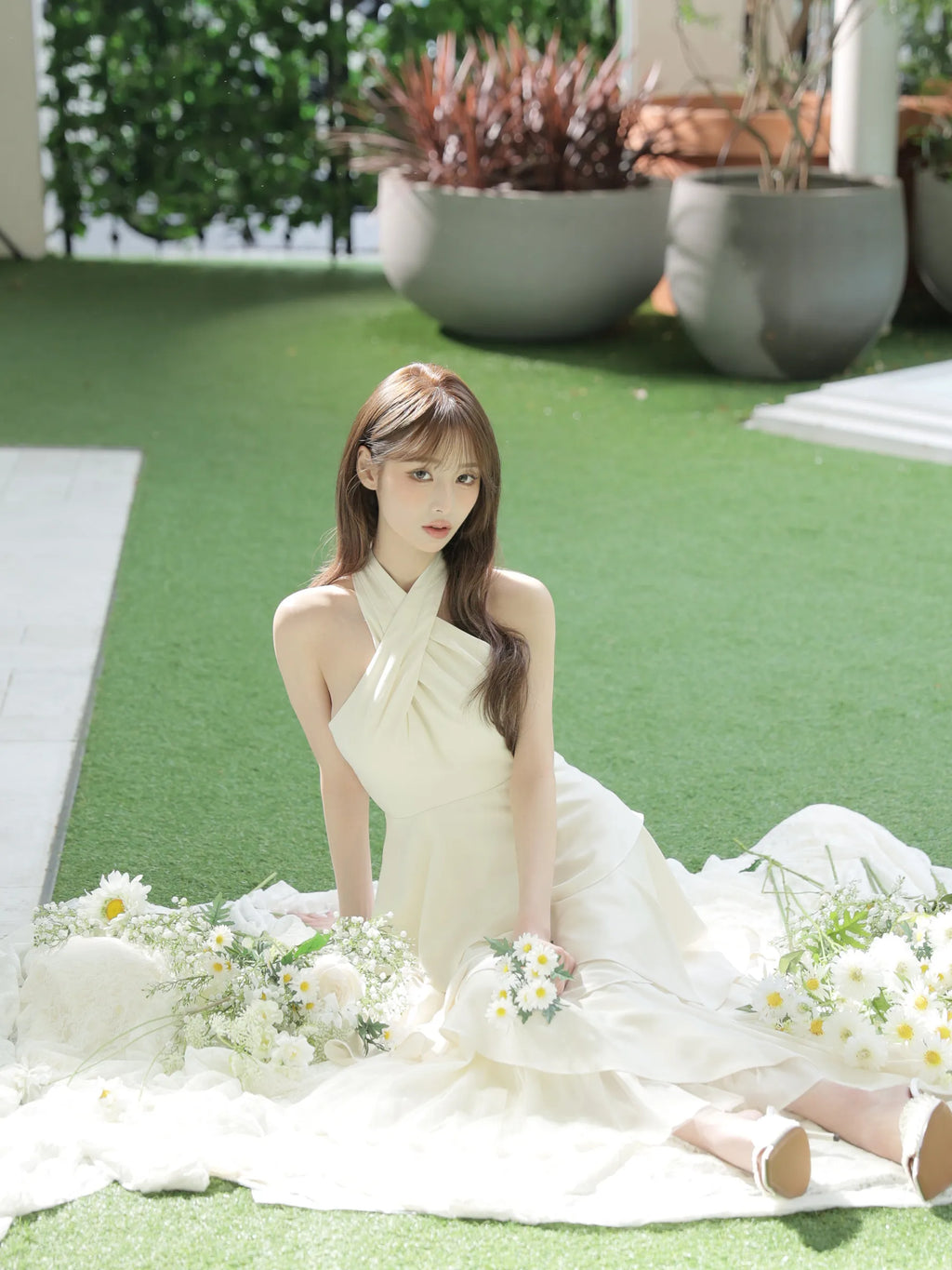 【りこちゃんコラボドレス】Divine flow halter long dress(fm4234)