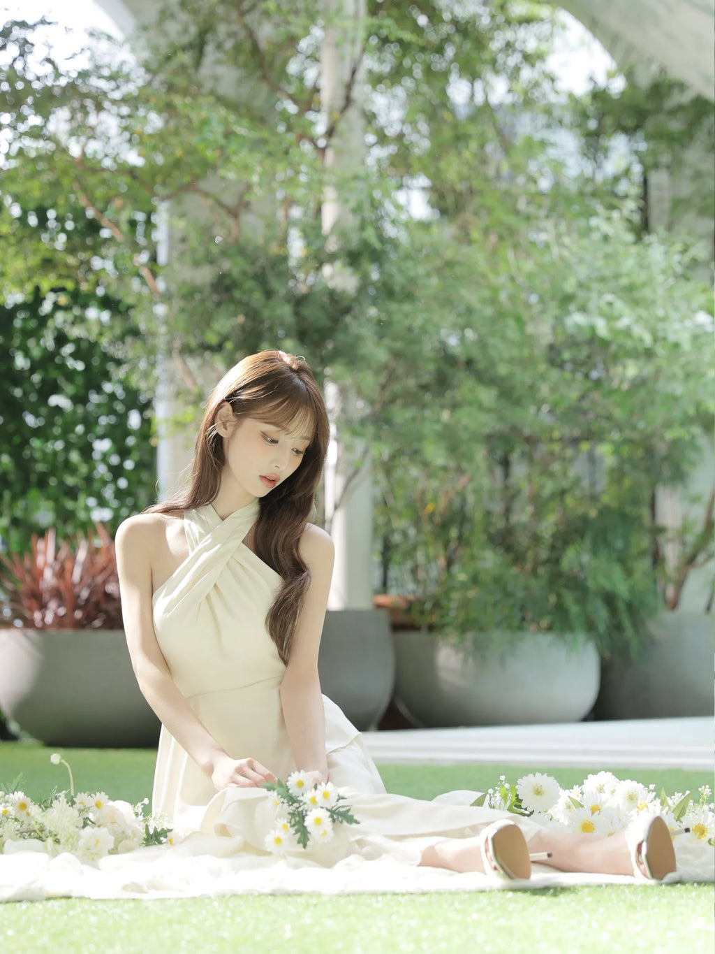 【りこちゃんコラボドレス】Divine flow halter long dress(fm4234)