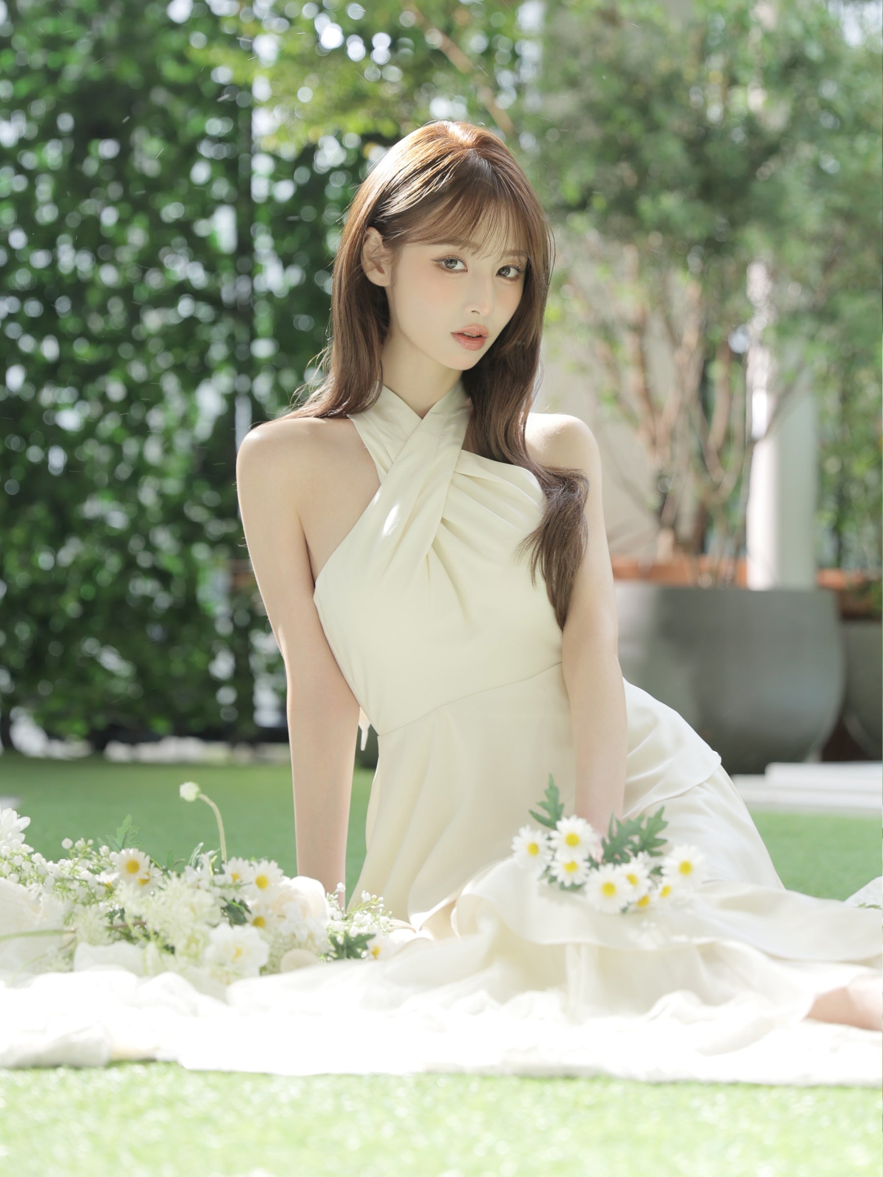 ★予約商品★【7月中旬頃入荷予定】【りこちゃんコラボドレス】Divine flow halter long dress(fm4234)