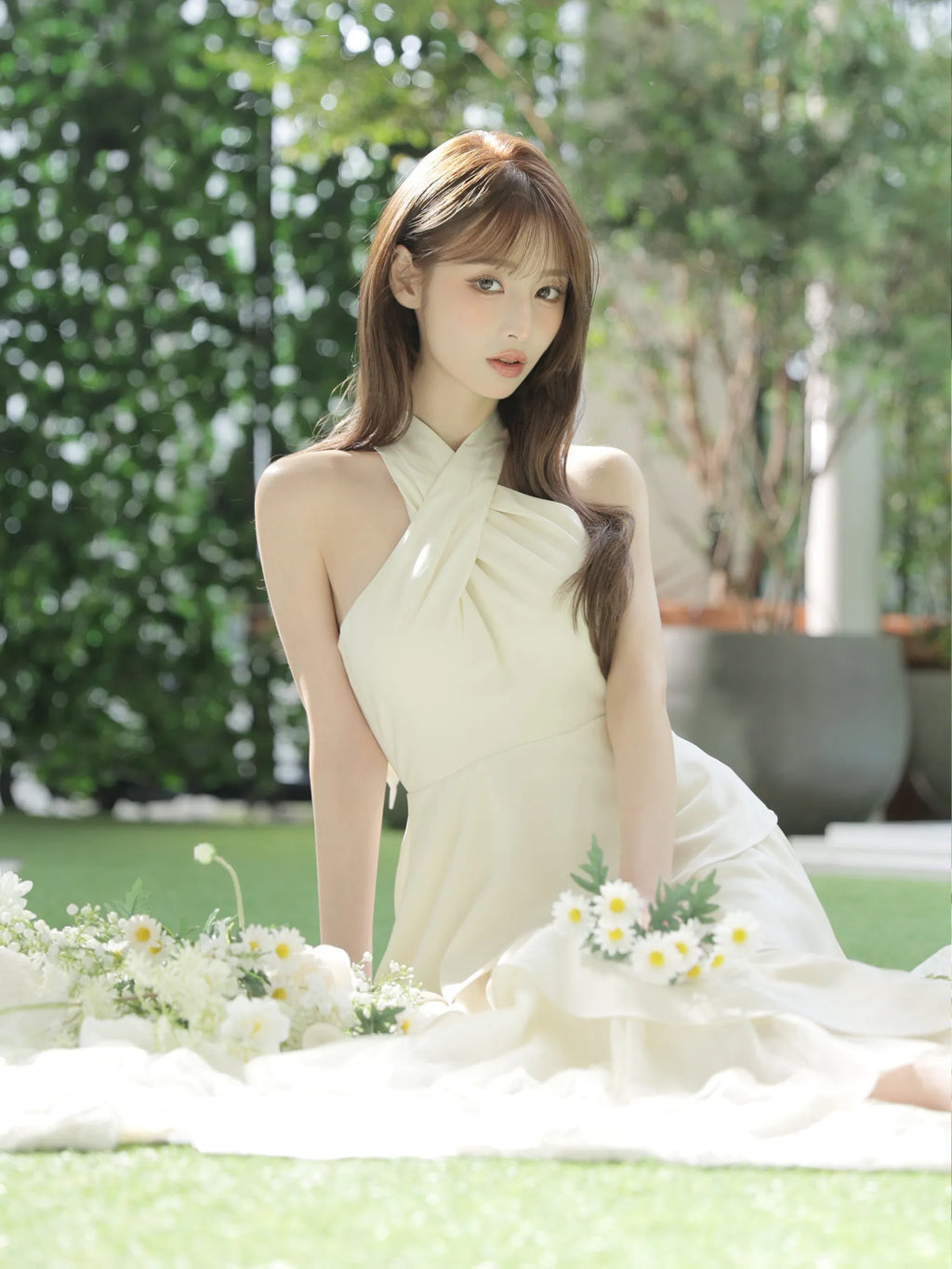 【りこちゃんコラボドレス】Divine flow halter long dress(fm4234)