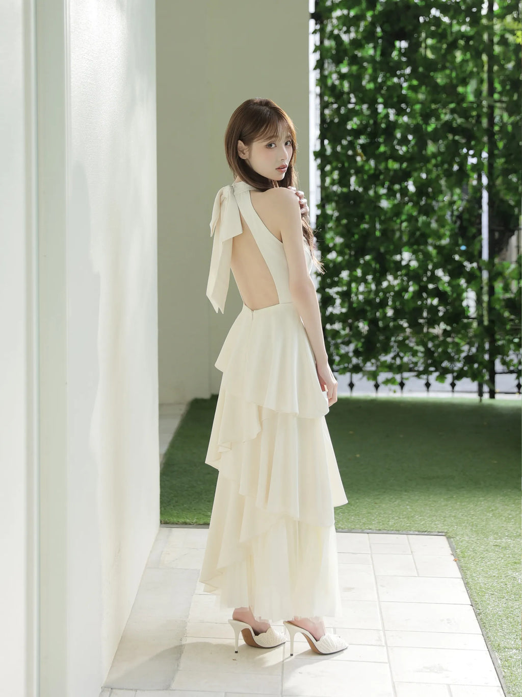 【りこちゃんコラボドレス】Divine flow halter long dress(fm4234)