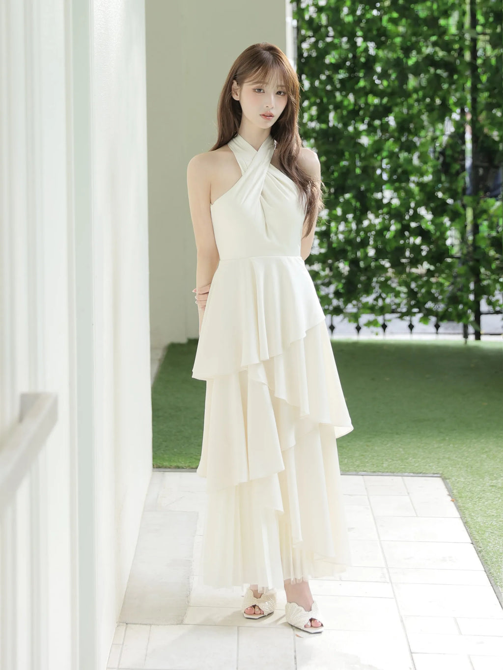 【りこちゃんコラボドレス】Divine flow halter long dress(fm4234)