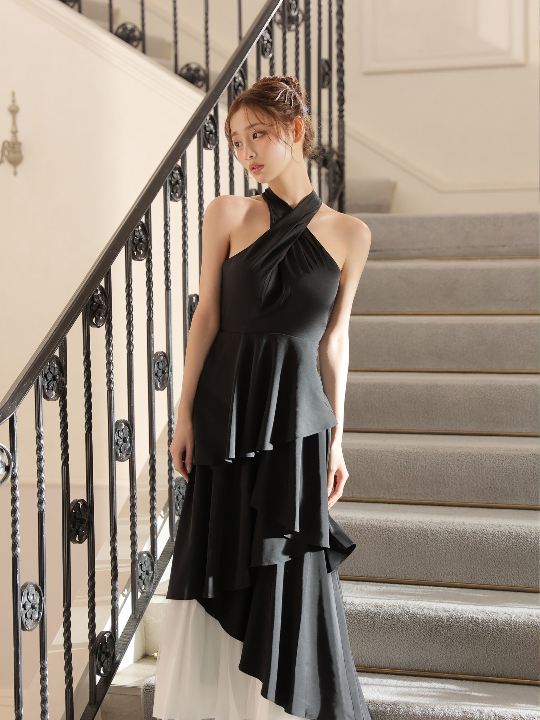 ★予約商品★【7月中旬頃入荷予定】【りこちゃんコラボドレス】Divine flow halter long dress(fm4234)