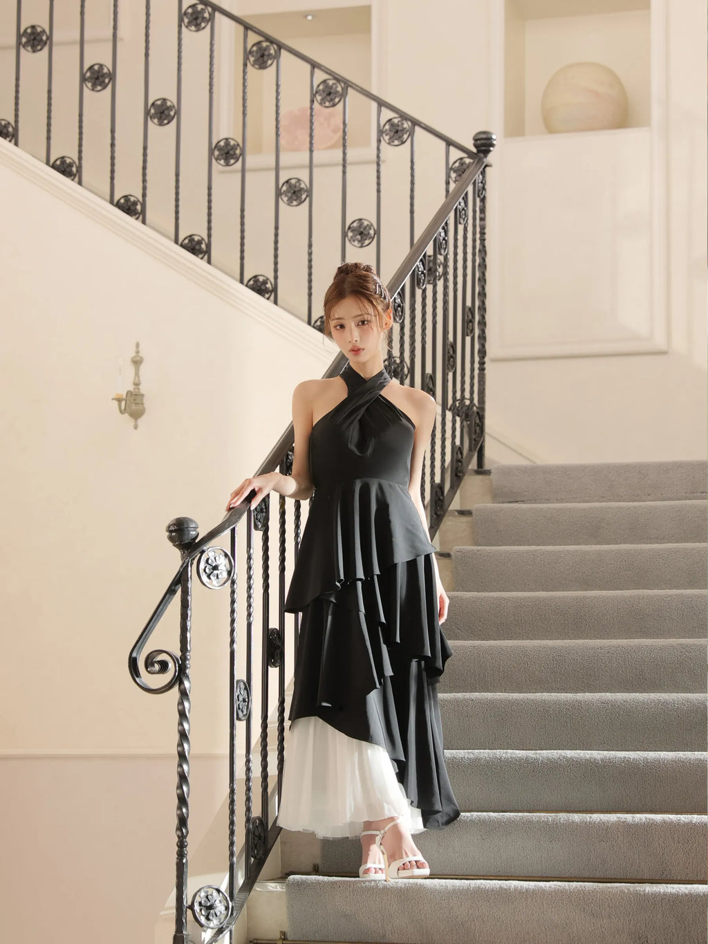 【りこちゃんコラボドレス】Divine flow halter long dress(fm4234)