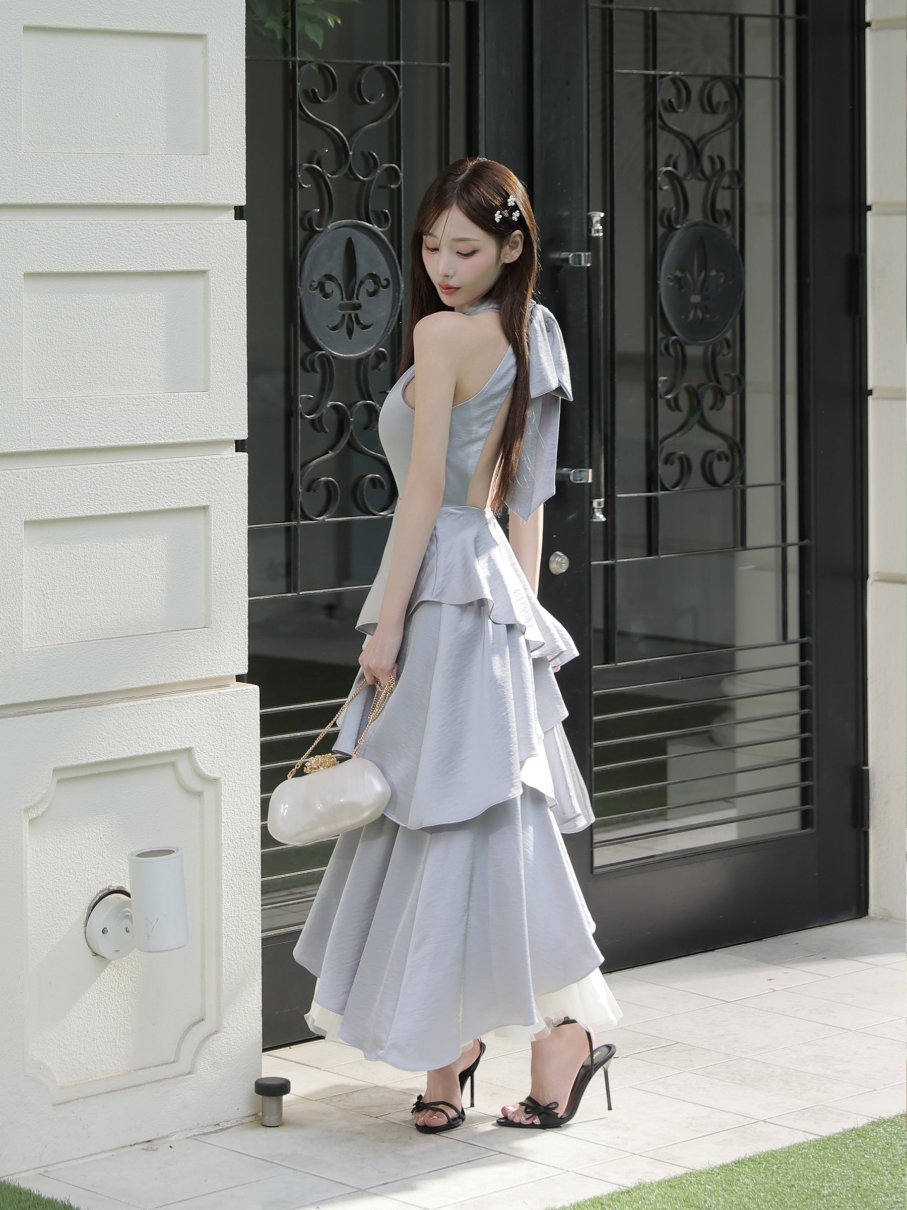 ★予約商品★【7月中旬頃入荷予定】【りこちゃんコラボドレス】Divine flow halter long dress(fm4234)