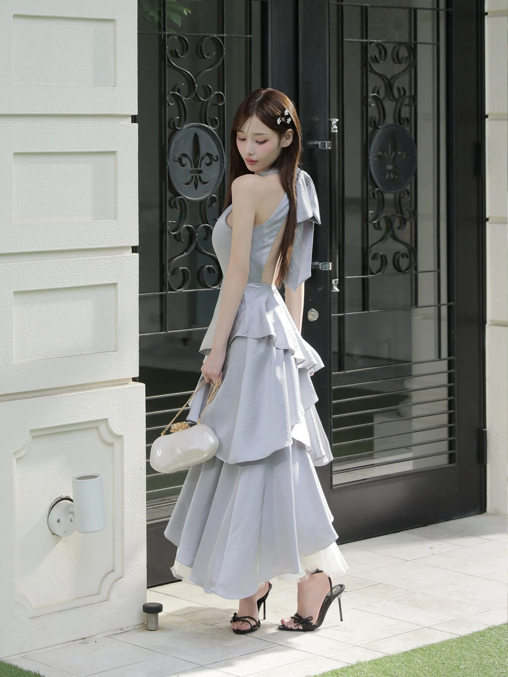 【りこちゃんコラボドレス】Divine flow halter long dress(fm4234)