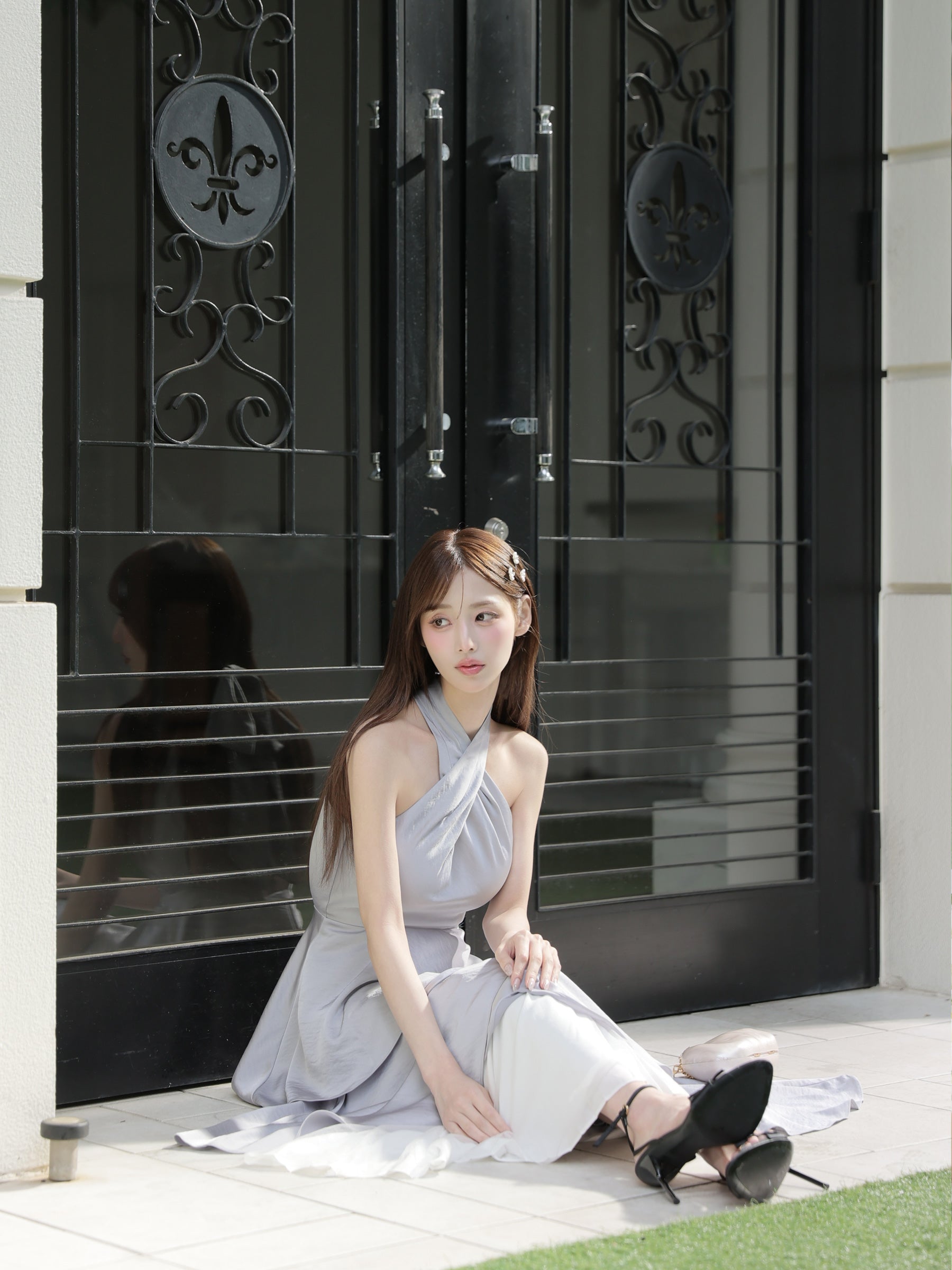 ★予約商品★【7月中旬頃入荷予定】【りこちゃんコラボドレス】Divine flow halter long dress(fm4234)