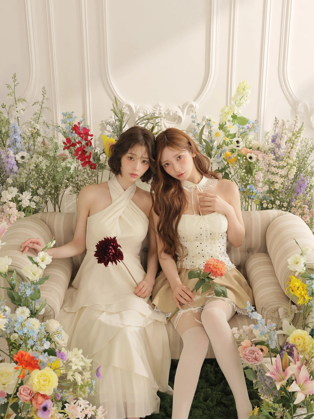 【りこちゃんコラボドレス】Divine flow halter long dress(fm4234)
