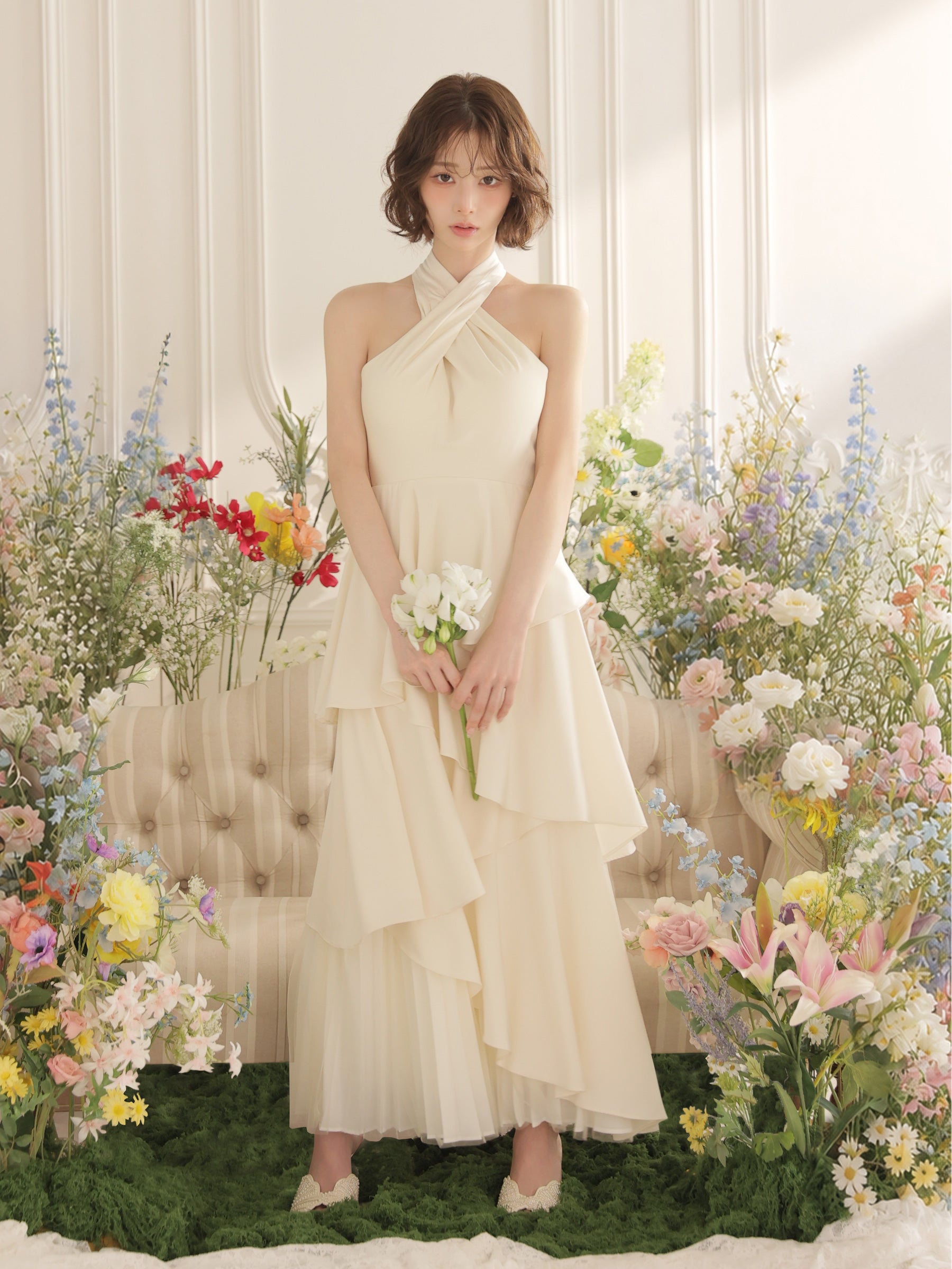 ★予約商品★【7月中旬頃入荷予定】【りこちゃんコラボドレス】Divine flow halter long dress(fm4234)