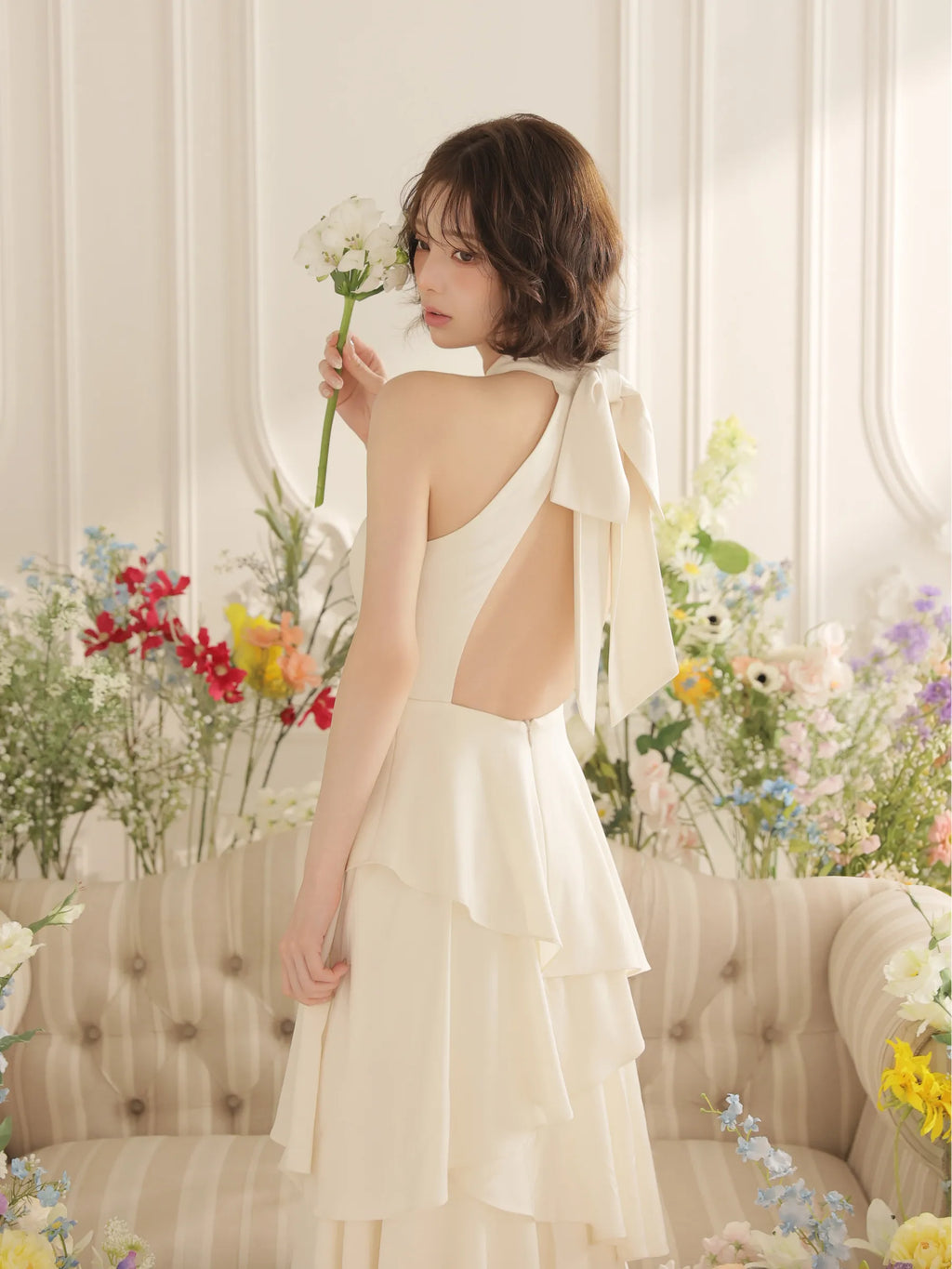 【りこちゃんコラボドレス】Divine flow halter long dress(fm4234)
