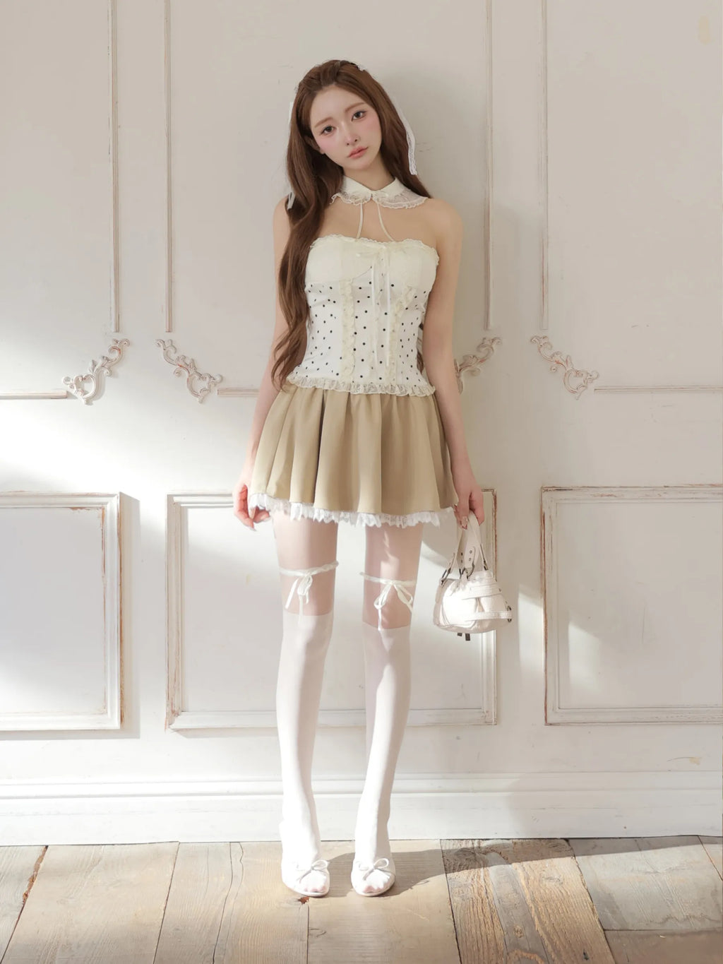 【まみちゃんコラボドレス】Chérie dot corset mini dress(fm4235)