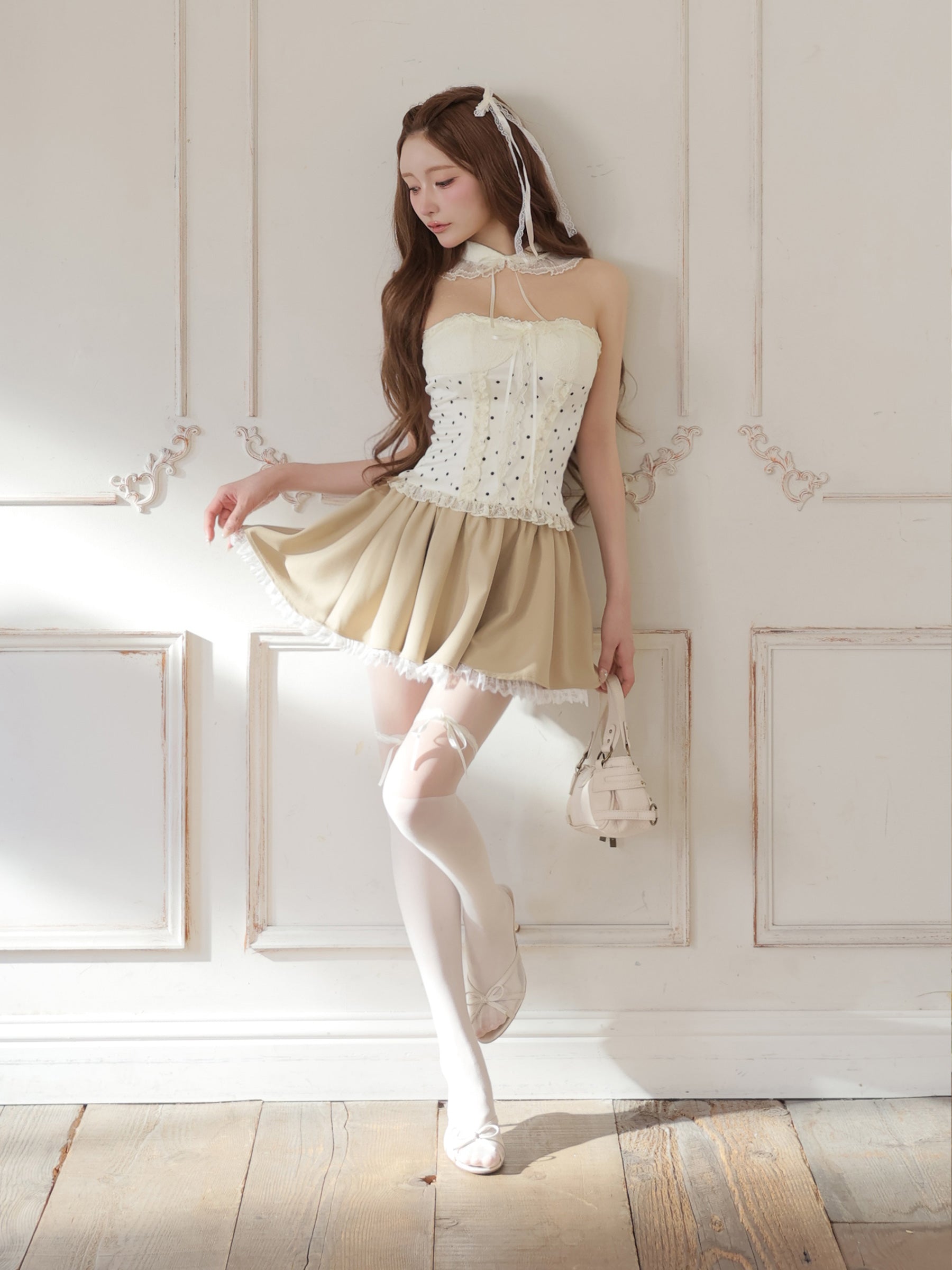 ★予約商品★【7月下旬頃入荷予定】【まみちゃんコラボドレス】Chérie dot corset mini dress(fm4235)