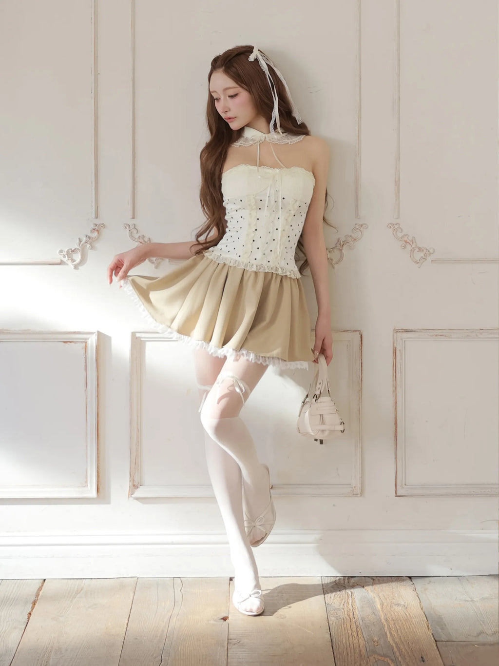 【まみちゃんコラボドレス】Chérie dot corset mini dress(fm4235)