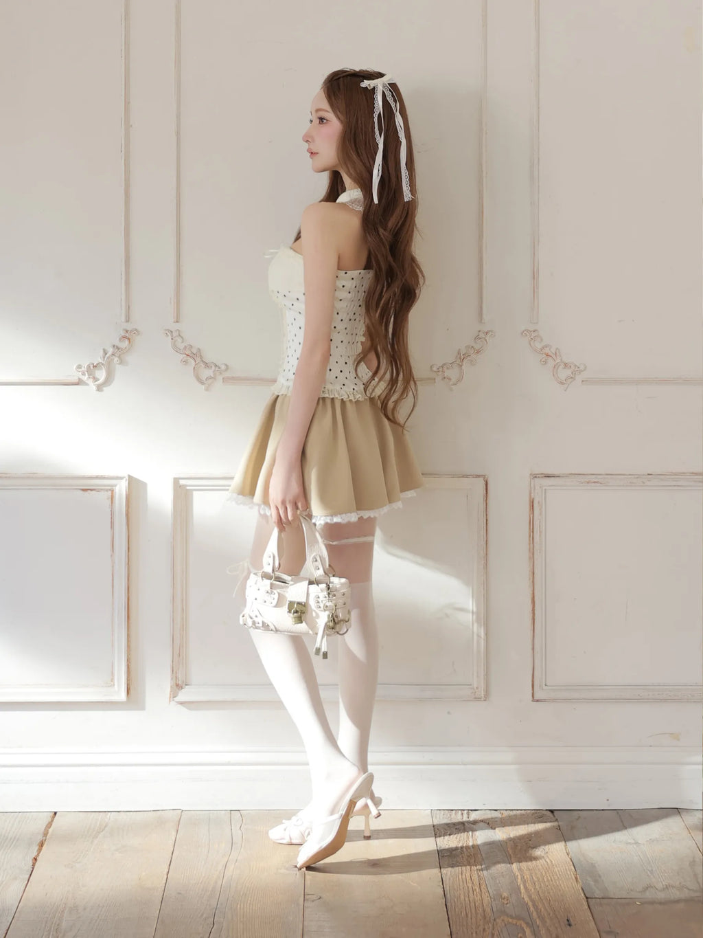 【まみちゃんコラボドレス】Chérie dot corset mini dress(fm4235)