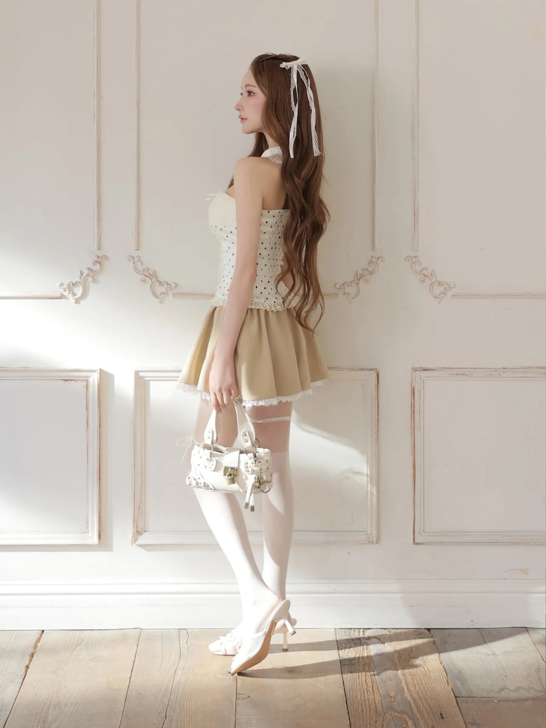 予約商品【7月下旬頃入荷予定】【まみちゃんコラボドレス】Chérie dot corset mini dress(fm4235)