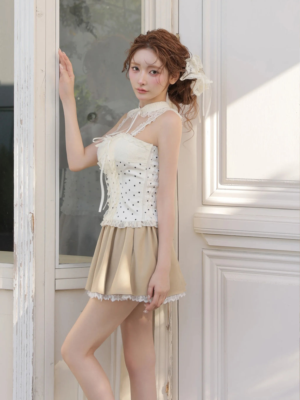 【まみちゃんコラボドレス】Chérie dot corset mini dress(fm4235)
