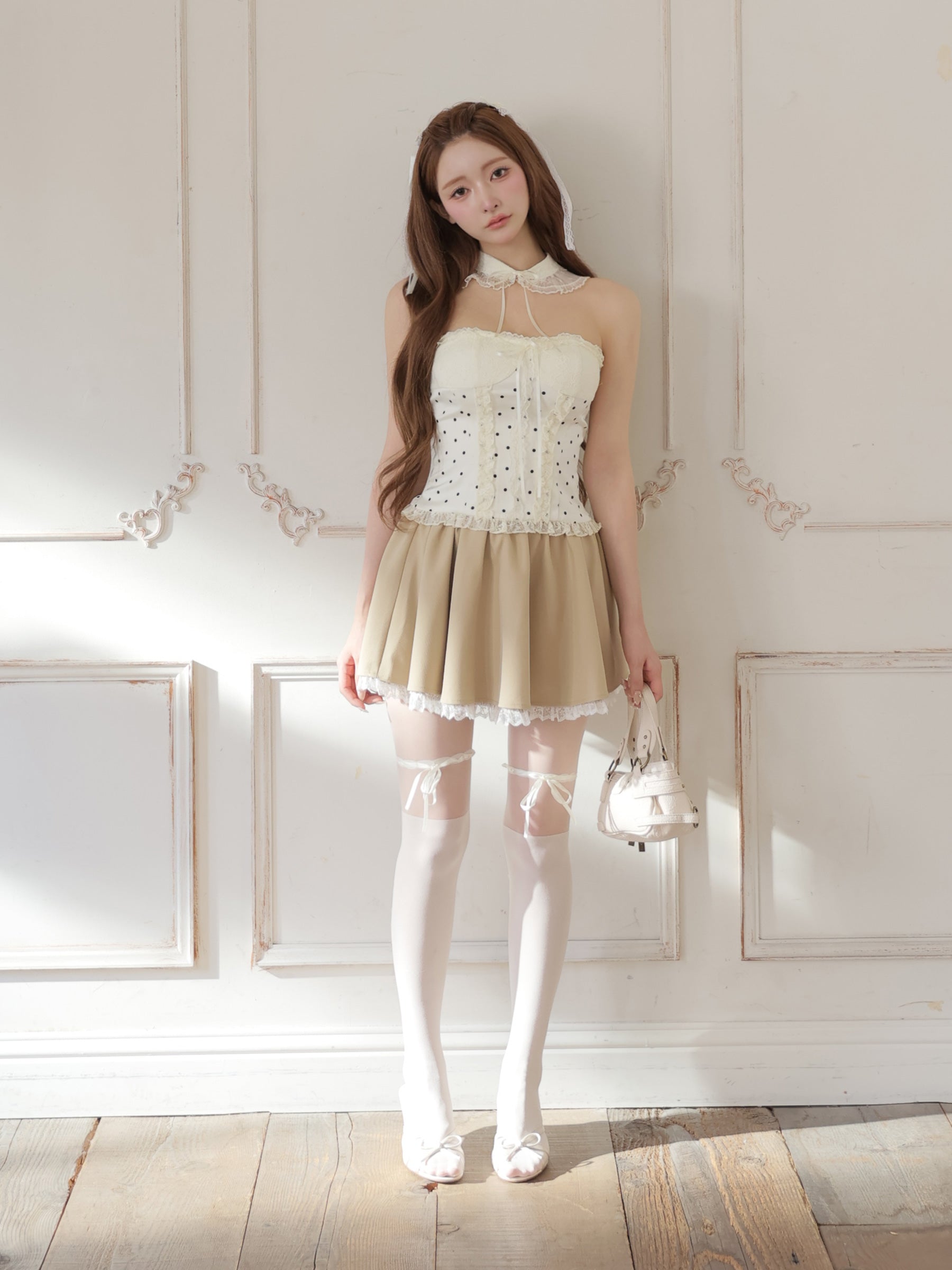 ★予約商品★【7月中旬頃入荷予定】【まみちゃんコラボドレス】Chérie dot corset mini dress(fm4235)