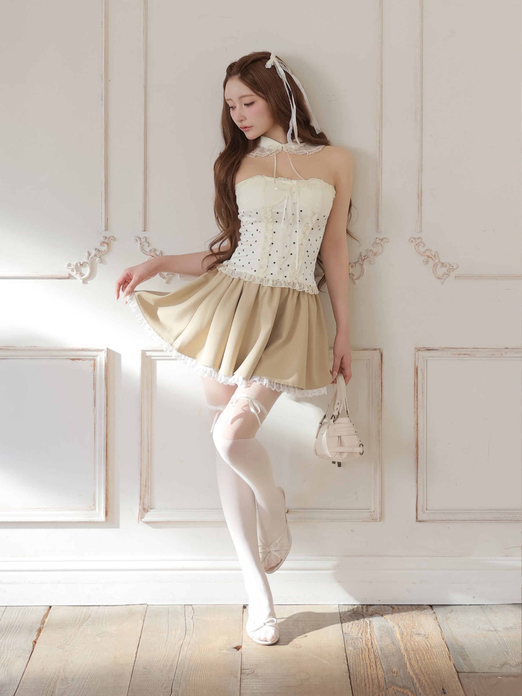 ★予約商品★【7月中旬頃入荷予定】【まみちゃんコラボドレス】Chérie dot corset mini dress(fm4235)