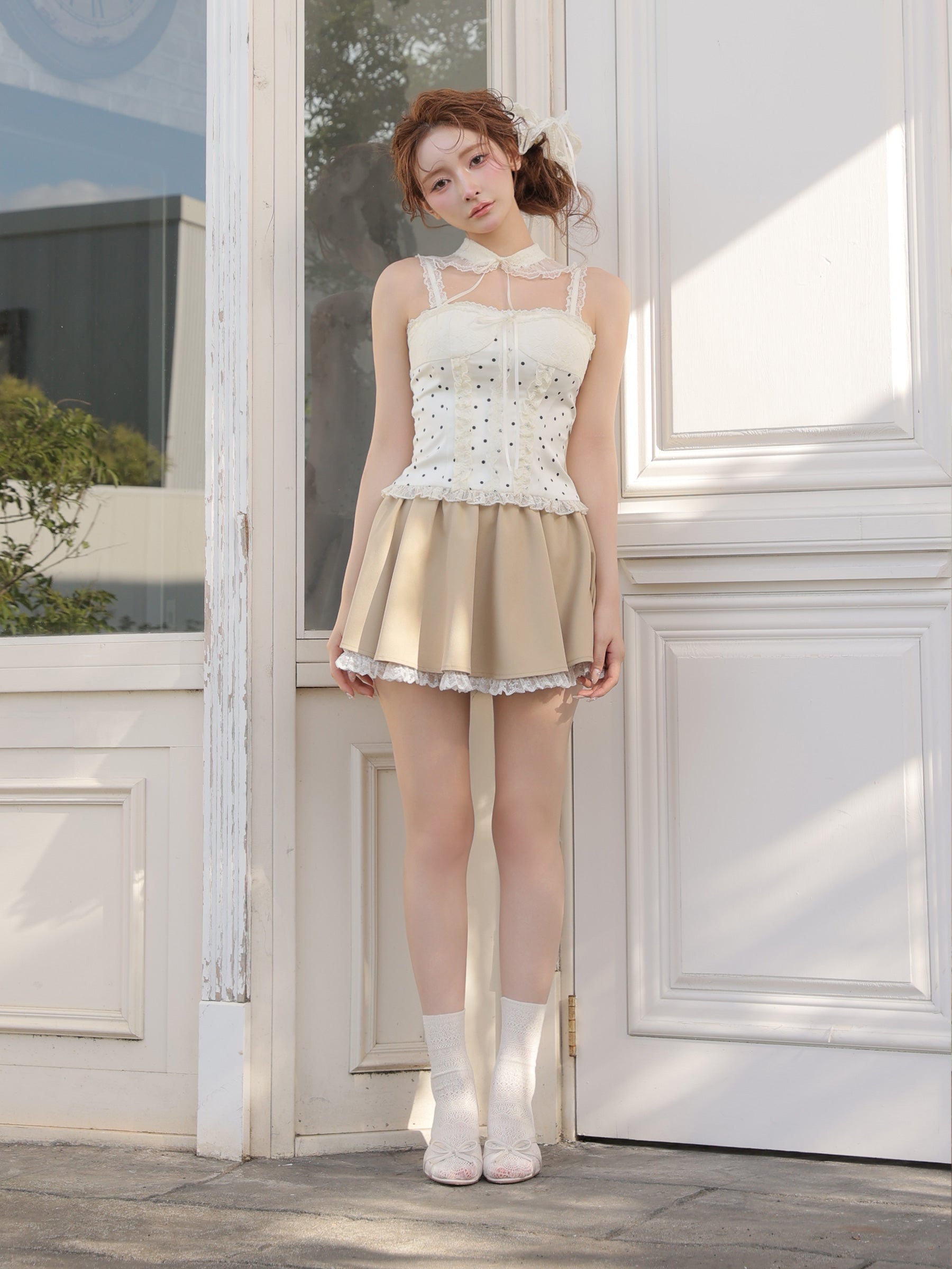 ★予約商品★【7月中旬頃入荷予定】【まみちゃんコラボドレス】Chérie dot corset mini dress(fm4235)