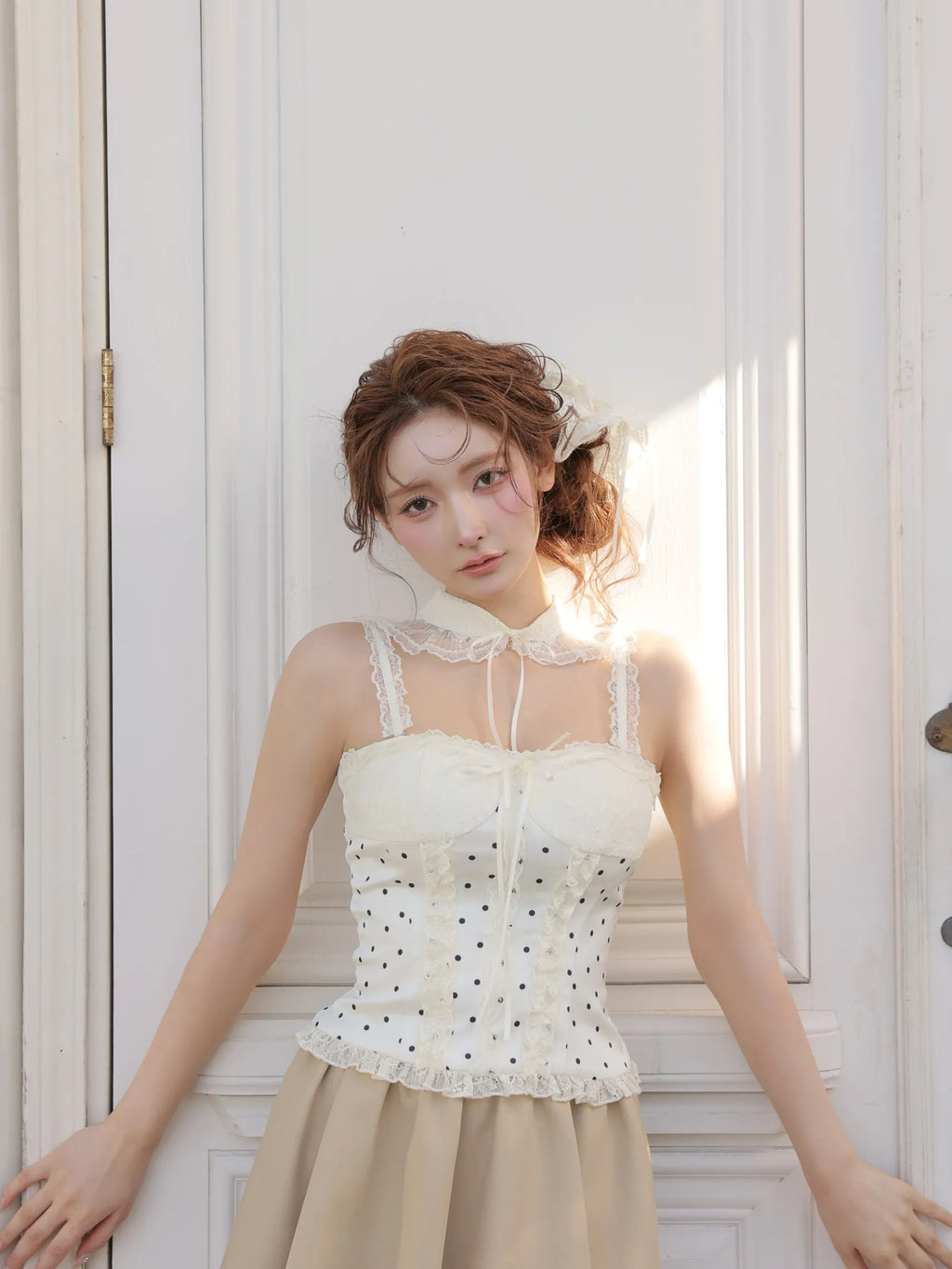 【まみちゃんコラボドレス】Chérie dot corset mini dress(fm4235)