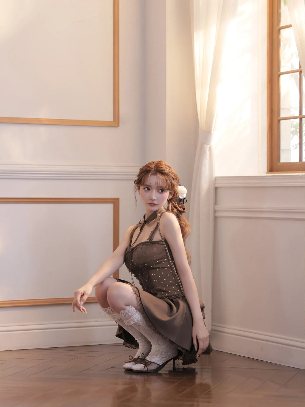 【まみちゃんコラボドレス】Chérie dot corset mini dress(fm4235)