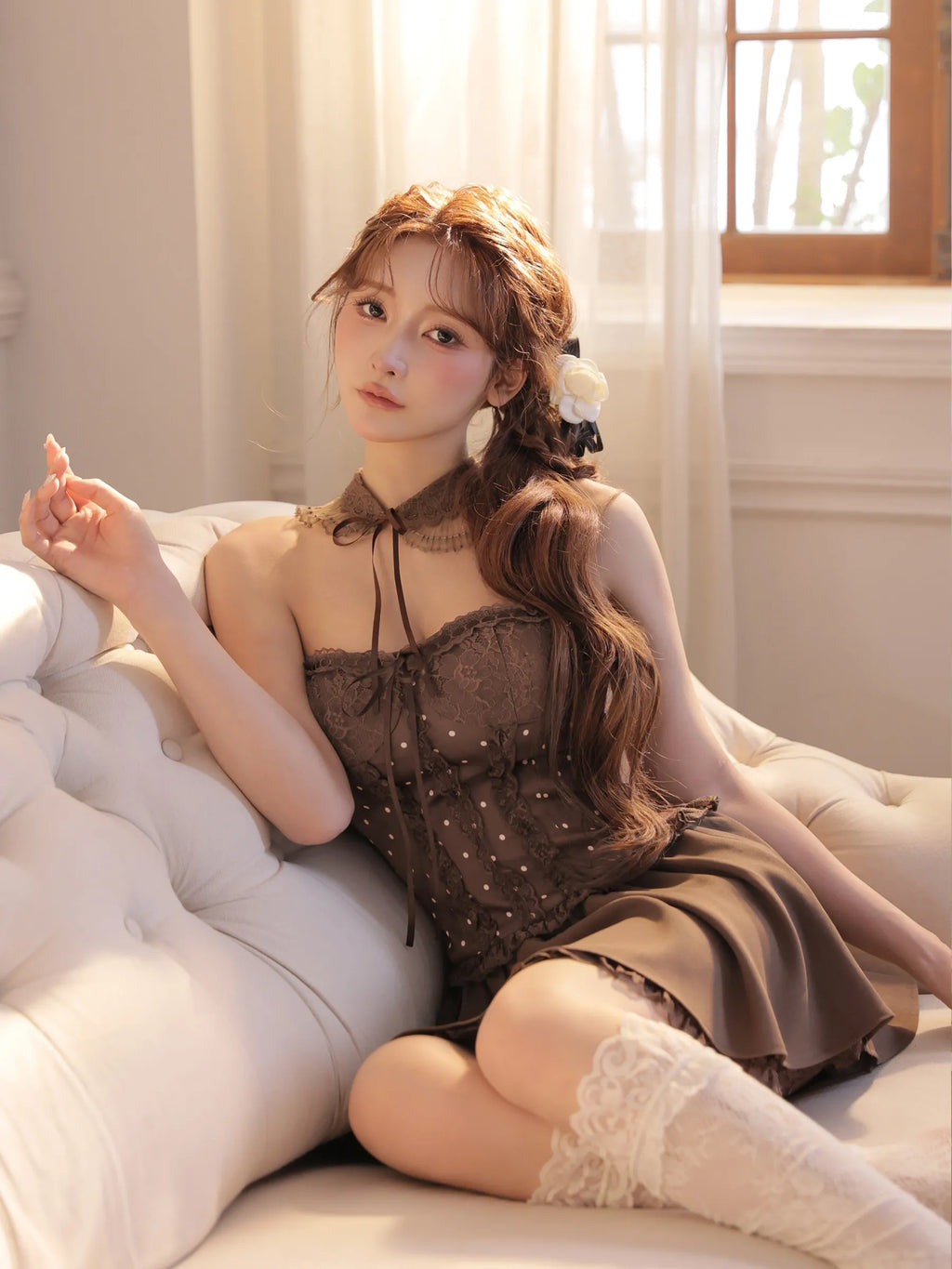 【まみちゃんコラボドレス】Chérie dot corset mini dress(fm4235)