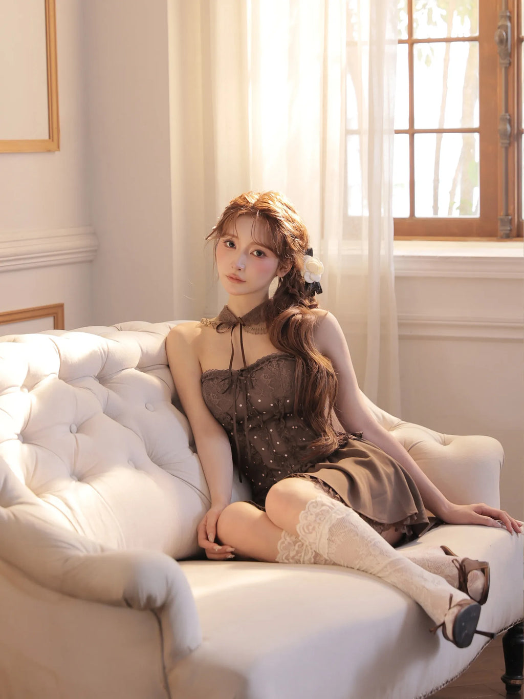 【まみちゃんコラボドレス】Chérie dot corset mini dress(fm4235)