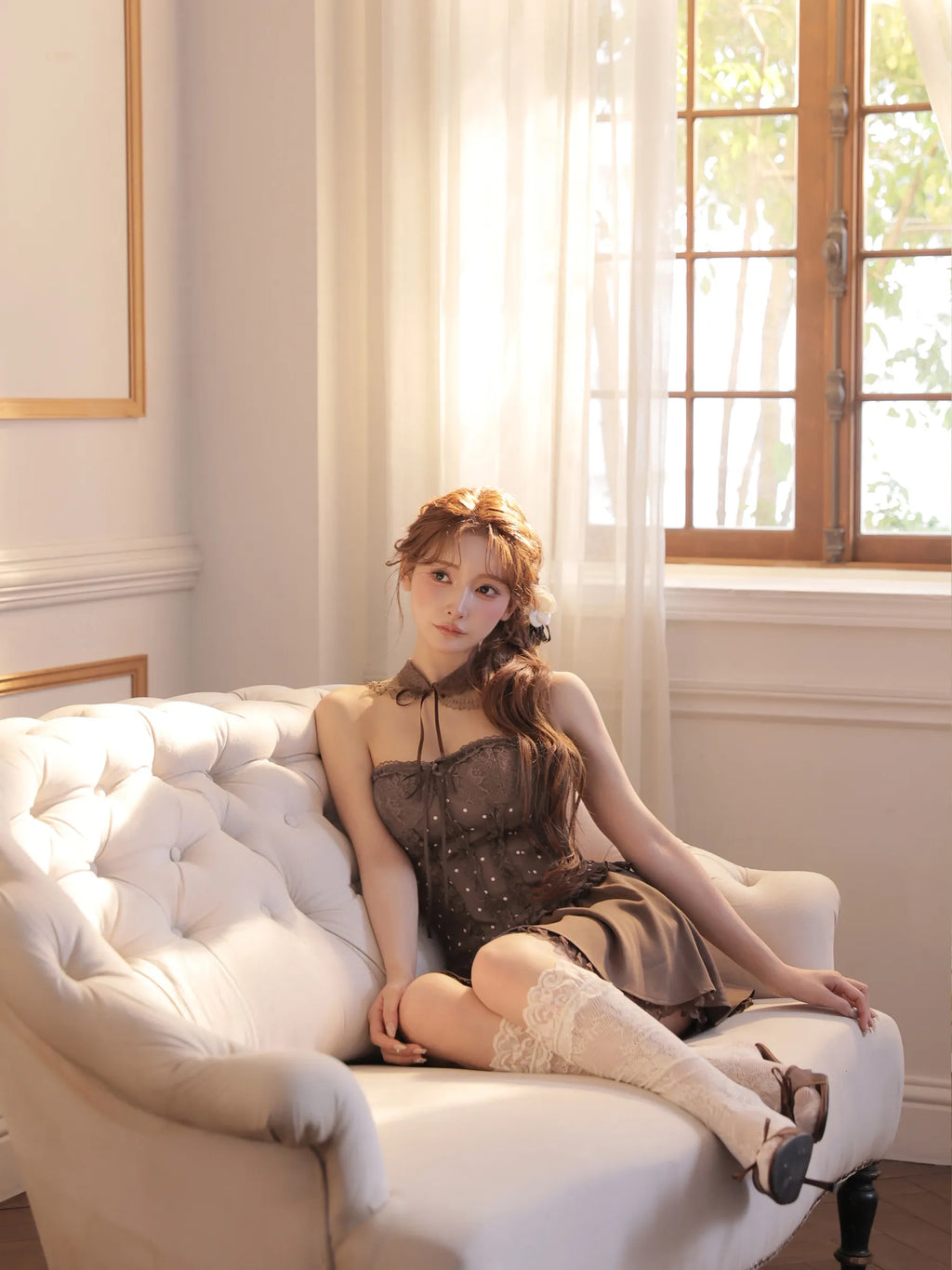 【まみちゃんコラボドレス】Chérie dot corset mini dress(fm4235)