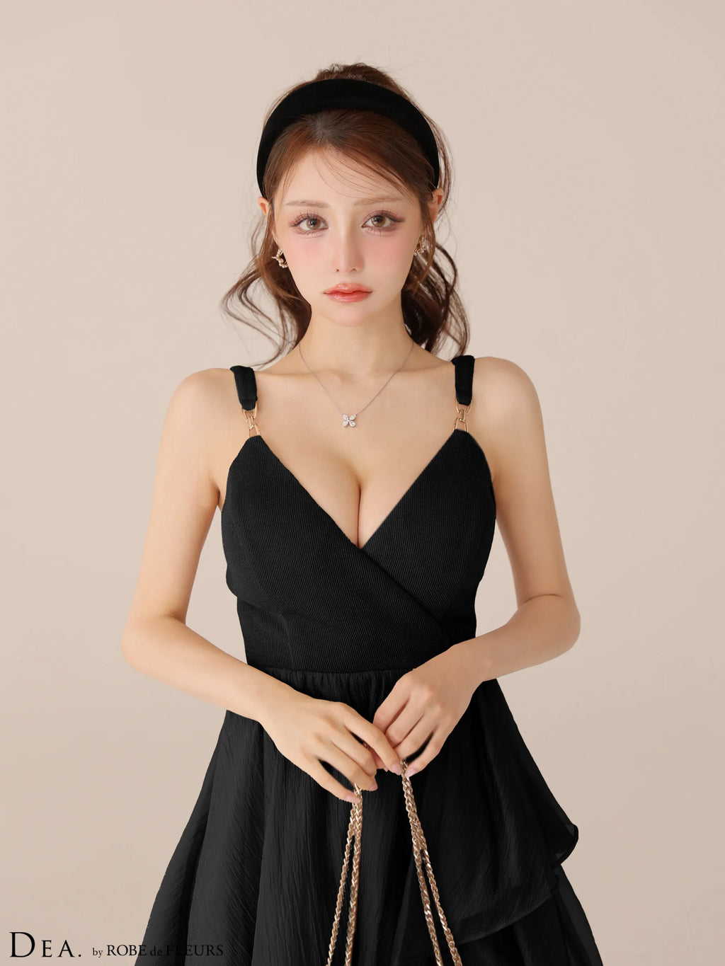 ティアードジャガードフリルスカートロングキャバドレス(DE4300)