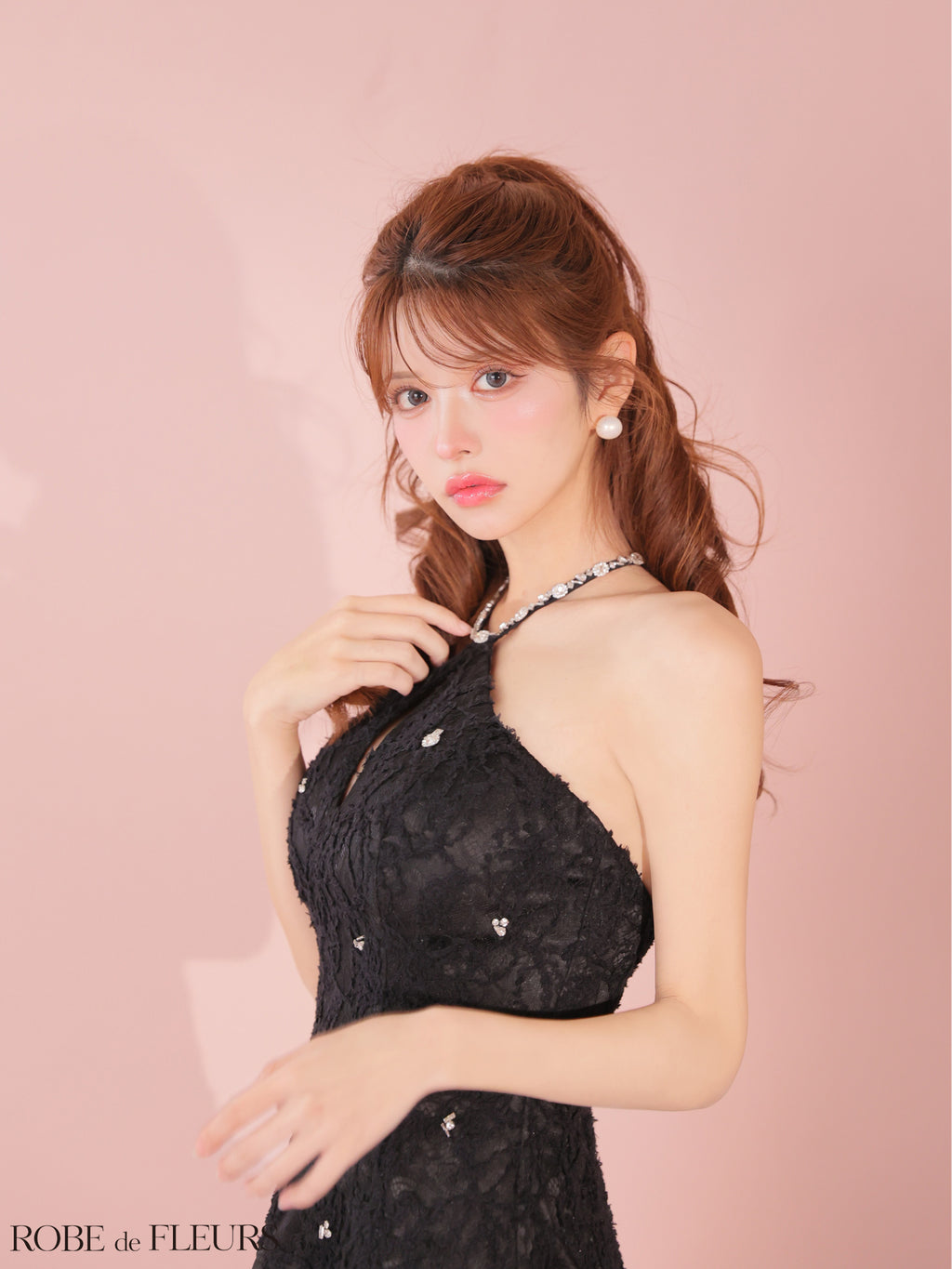 ★一部予約商品★【7月下旬頃入荷予定】【XSサイズあり】フラワーレースホルターネックティアードフレアミニキャバドレス(fm4339)