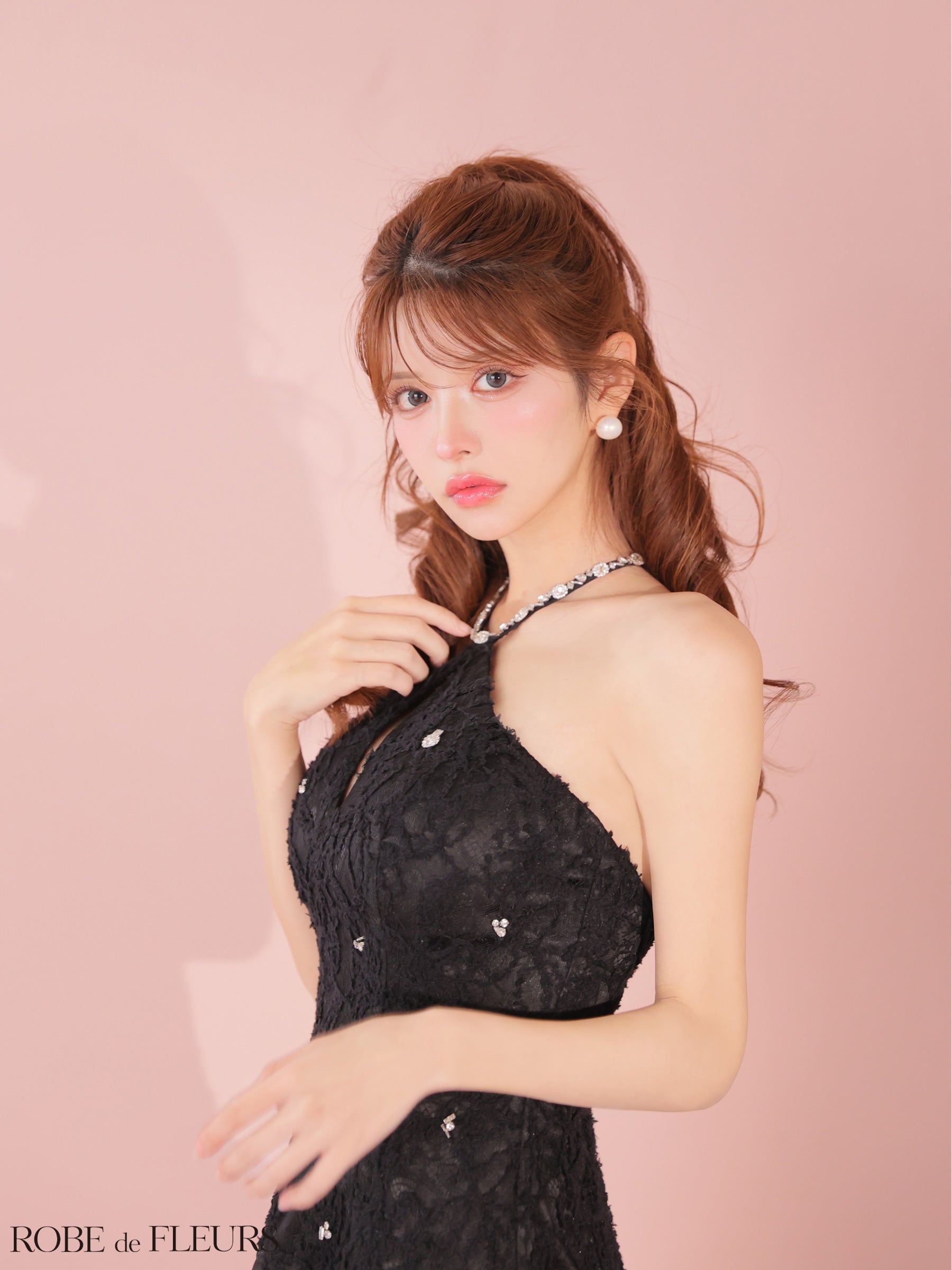 ★一部予約商品★【7月下旬頃入荷予定】【XSサイズあり】フラワーレースホルターネックティアードフレアミニキャバドレス(fm4339)