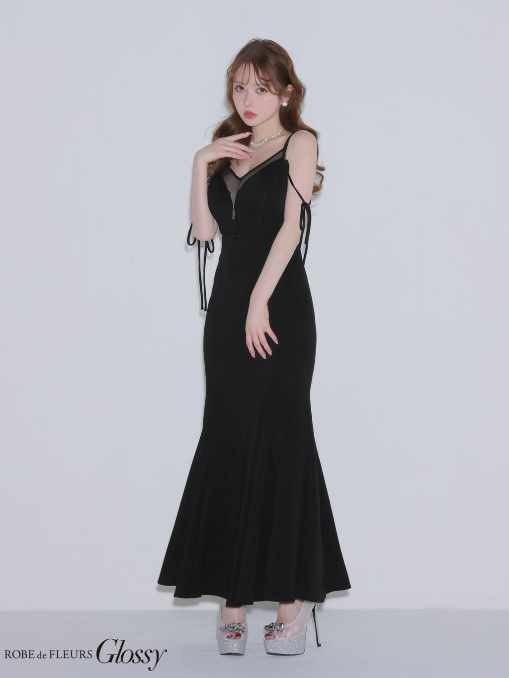 ★予約商品★【7月上旬頃入荷予定】【XS〜Lサイズあり】シアードッキングフロントジップマーメイドロングキャバドレス (GL4341)
