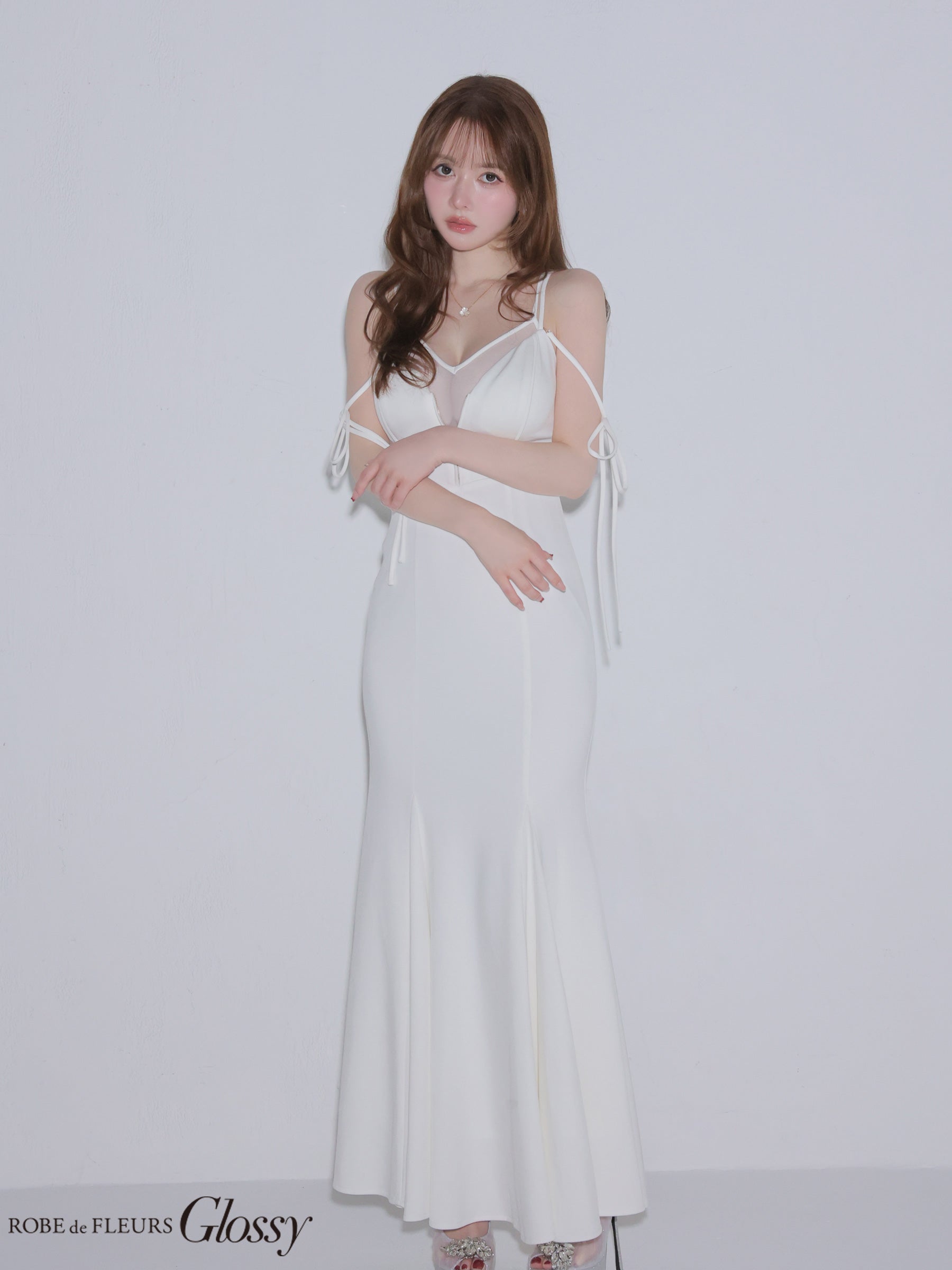 ★予約商品★【7月上旬頃入荷予定】【XS〜Lサイズあり】シアードッキングフロントジップマーメイドロングキャバドレス (GL4341)