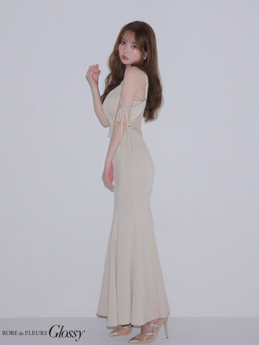 ★予約商品★【7月上旬頃入荷予定】【XS〜Lサイズあり】シアードッキングフロントジップマーメイドロングキャバドレス (GL4341)