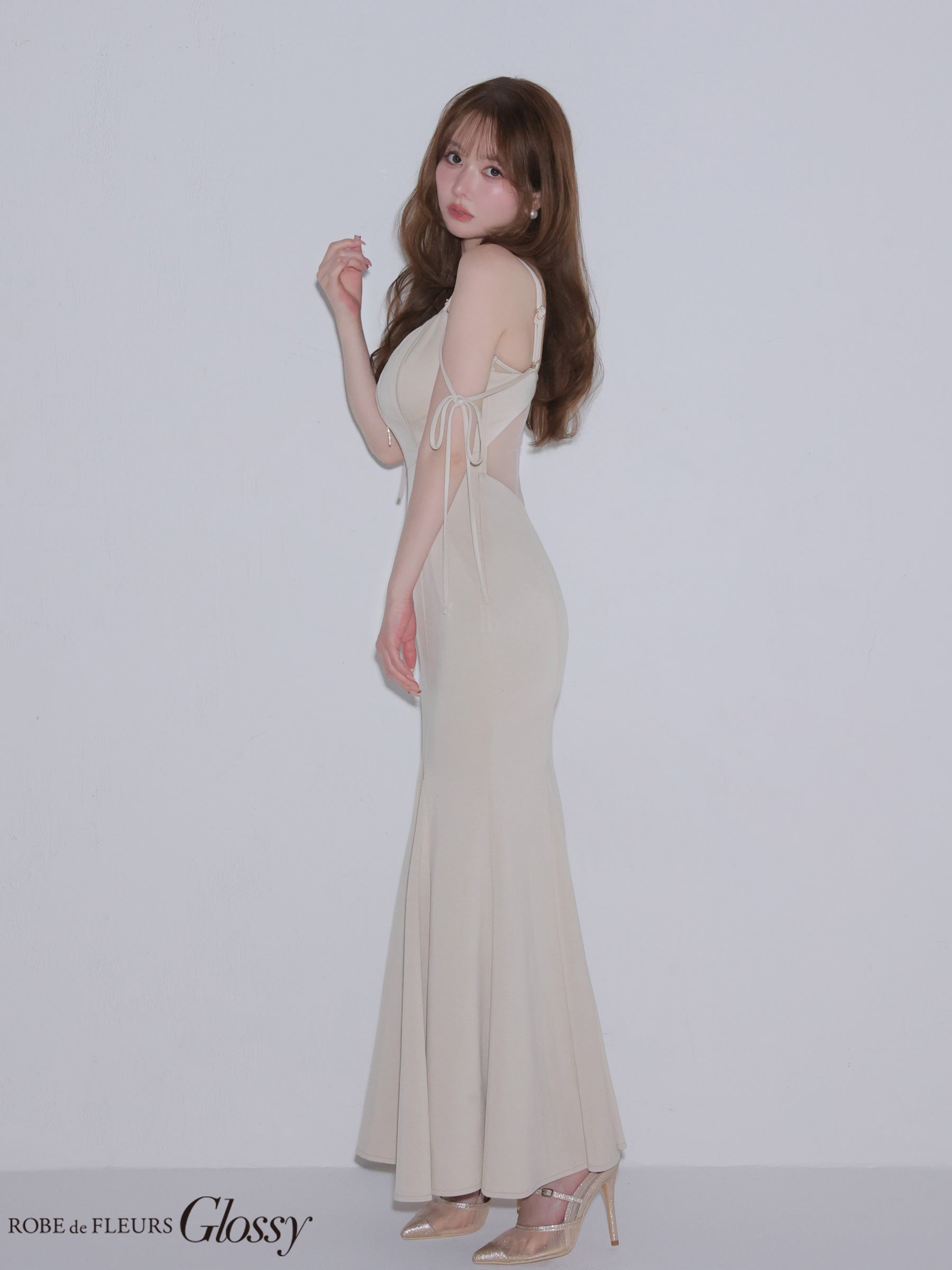 ★予約商品★【7月上旬頃入荷予定】【XS〜Lサイズあり】シアードッキングフロントジップマーメイドロングキャバドレス (GL4341)