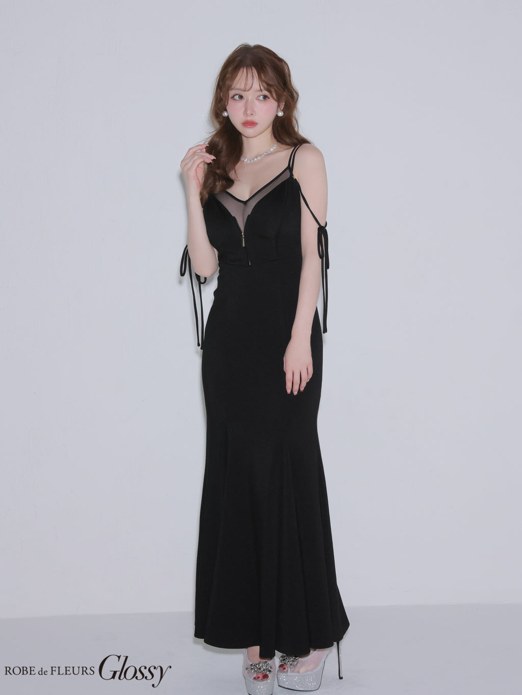 ★予約商品★【7月上旬頃入荷予定】【XS〜Lサイズあり】シアードッキングフロントジップマーメイドロングキャバドレス (GL4341)