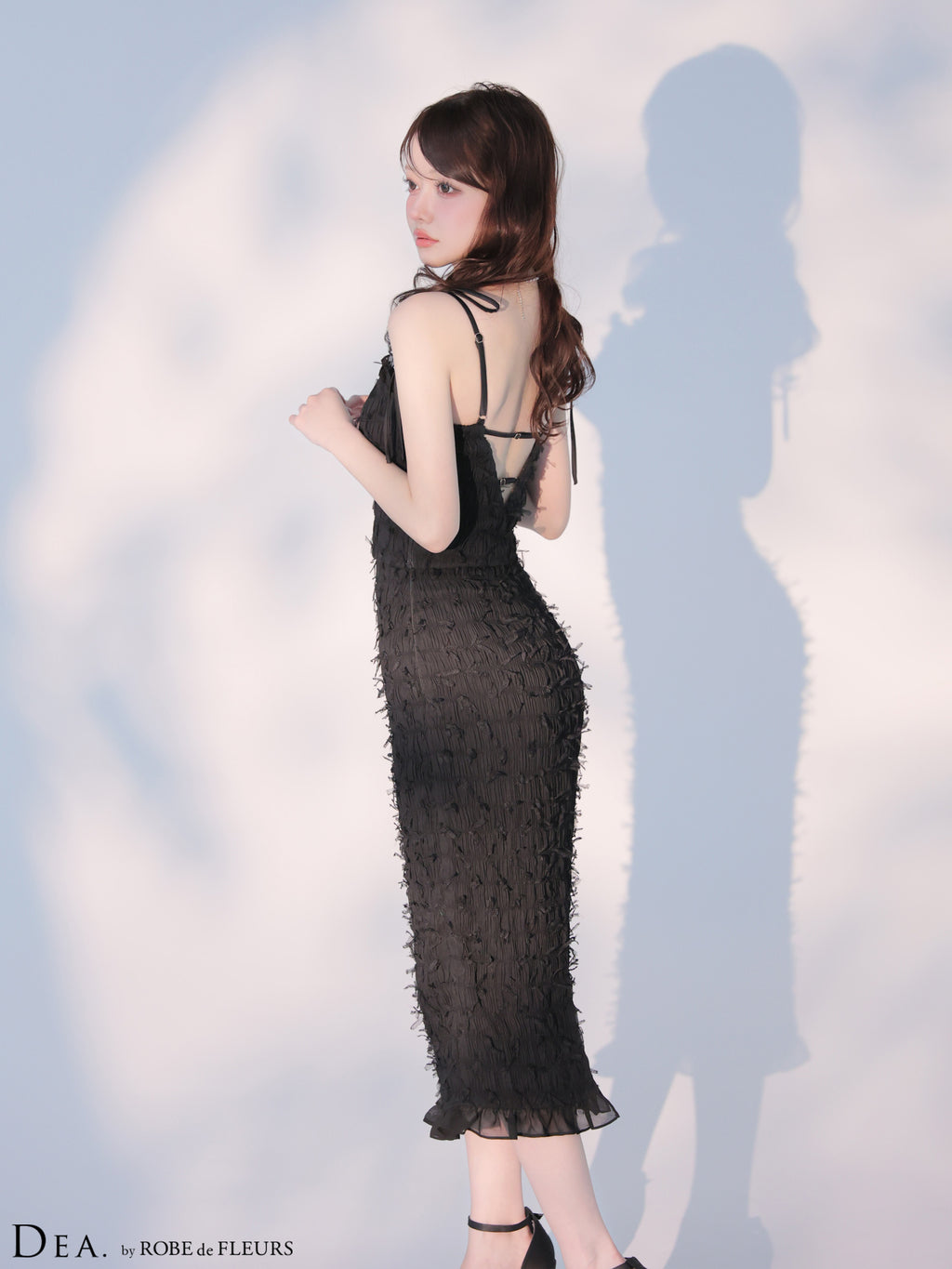 ★予約商品★【8月中旬頃入荷予定】立体チュールフロントジップタイトツーピースキャバドレス (DE4348)