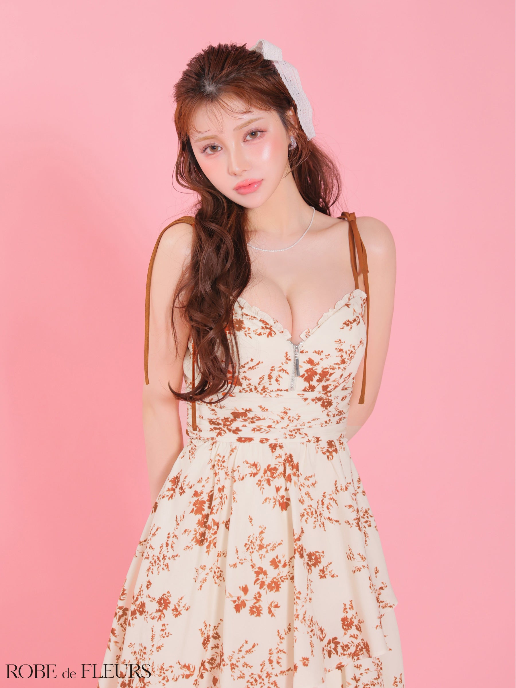 【XS〜Lサイズあり】フラワーシフォンティアードロングキャバドレス (fm4353)