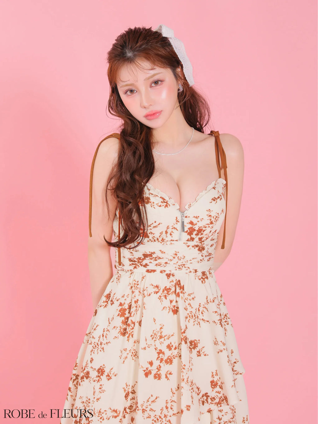 【予約】フラワーシフォンティアードロングキャバドレス (fm4353)