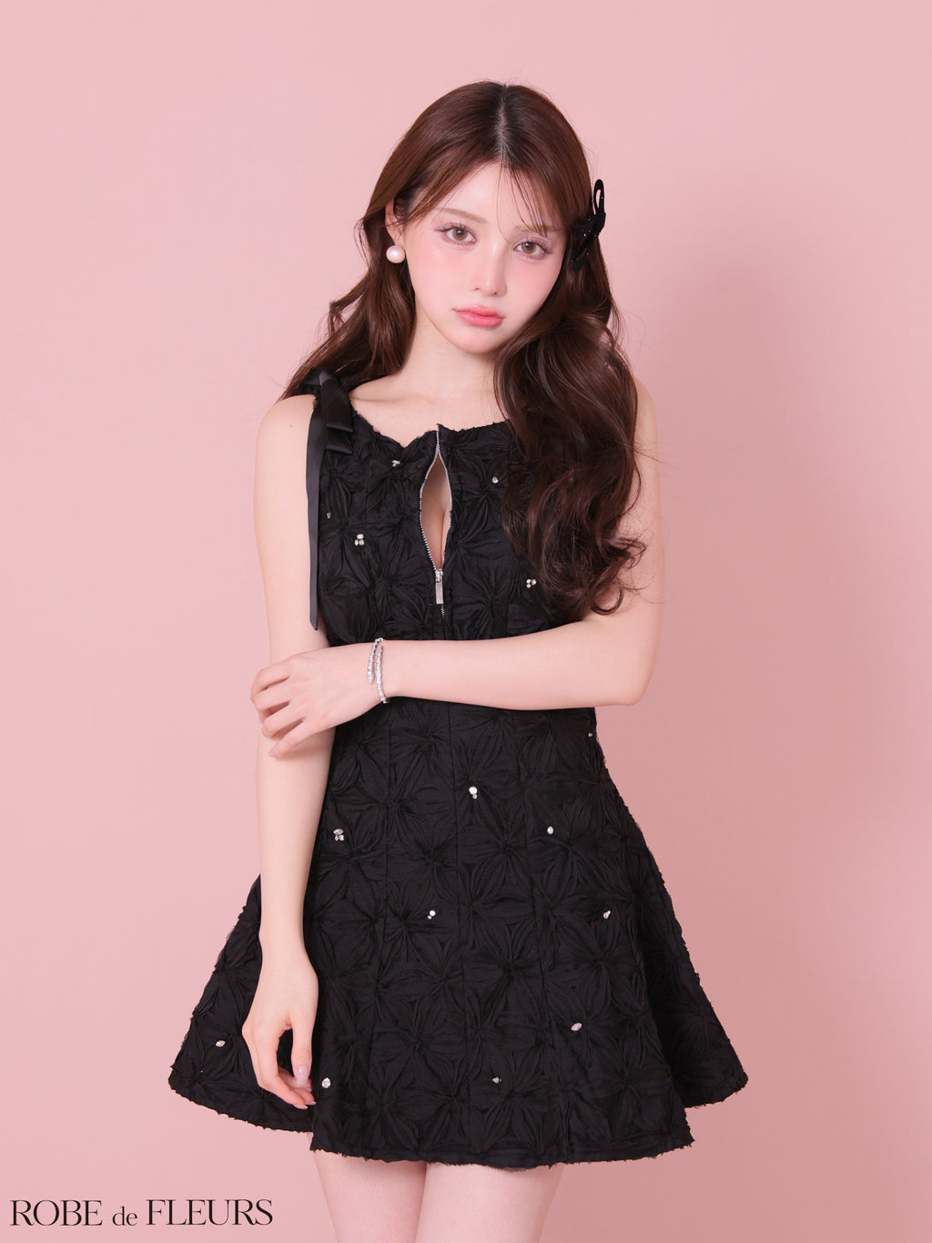 ★予約商品★【8月上旬頃入荷予定】【XS〜Lサイズあり】フラッフィーフラワービジューミニキャバドレス (fm4360)
