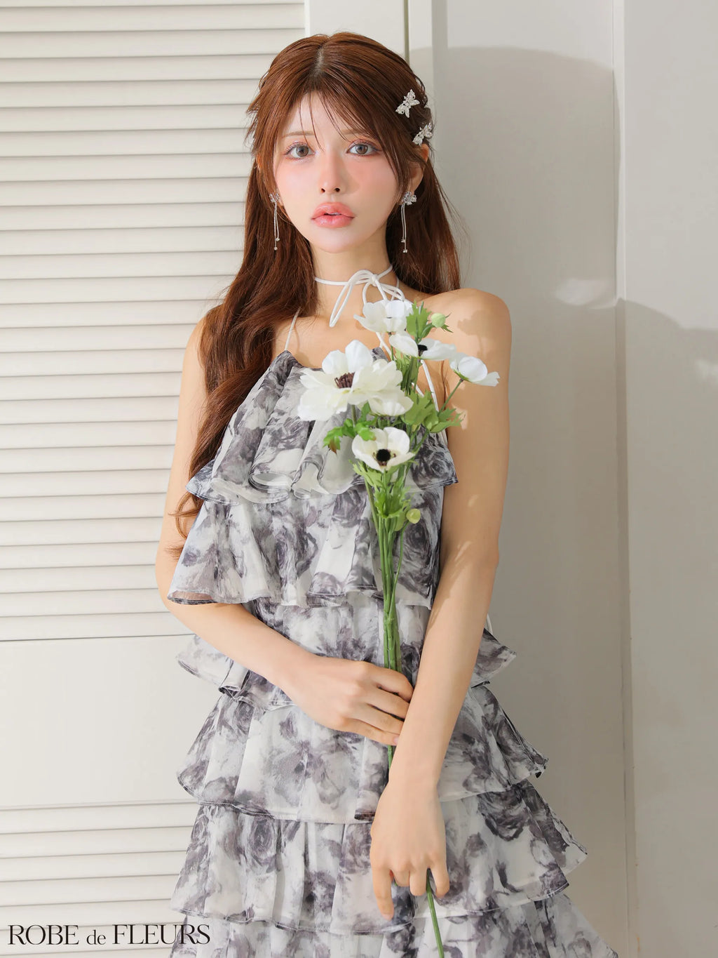 【予約】シアーローズティアードワンピース(fm4502)