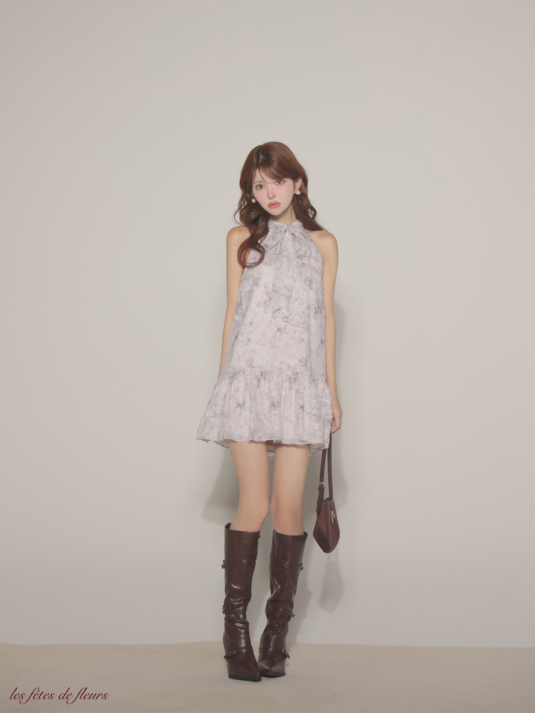 ★予約商品★【8月下旬頃入荷予定】【XSサイズあり】fleurs jacquard mini dress(LF4625)