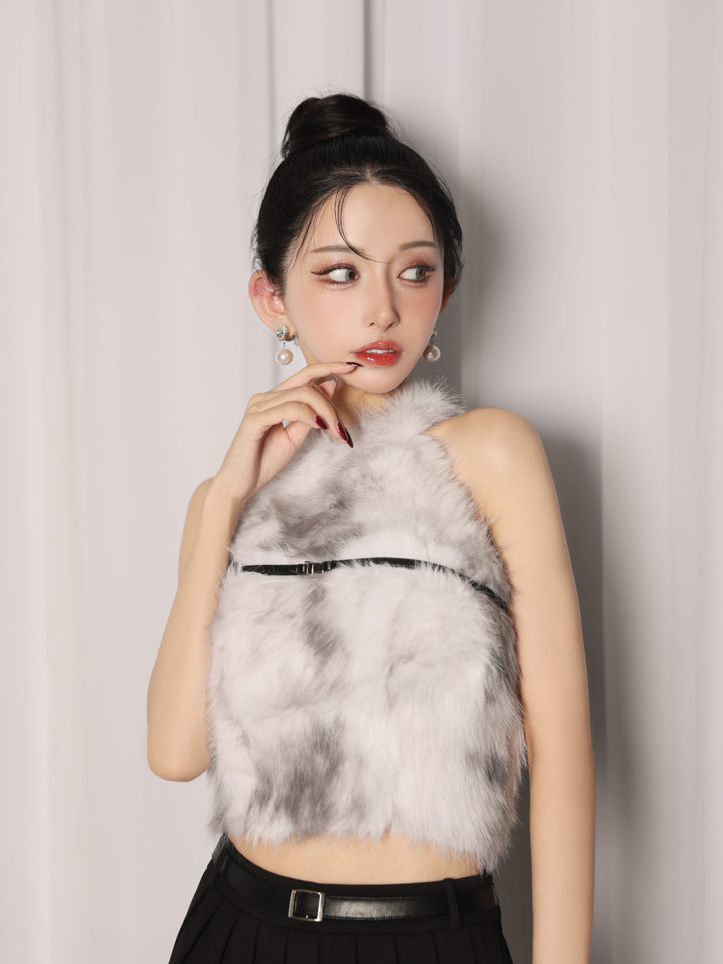 【XSサイズあり】mode fur belted setup dress(LF4632)